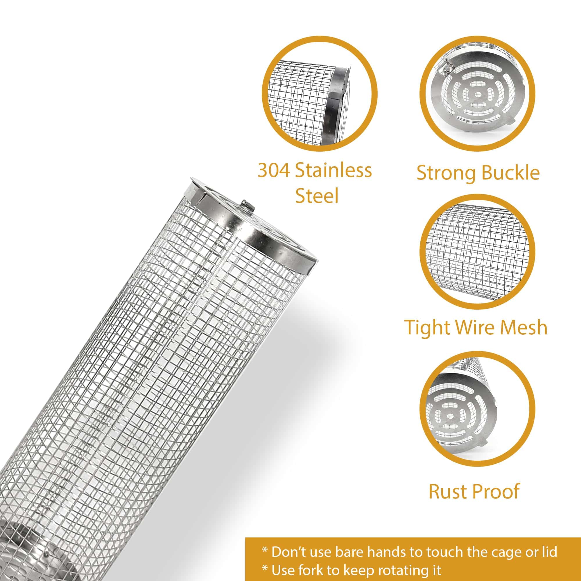 Juego de 2 Canastas de Parrilla Giratorias de Acero - Imagen 4