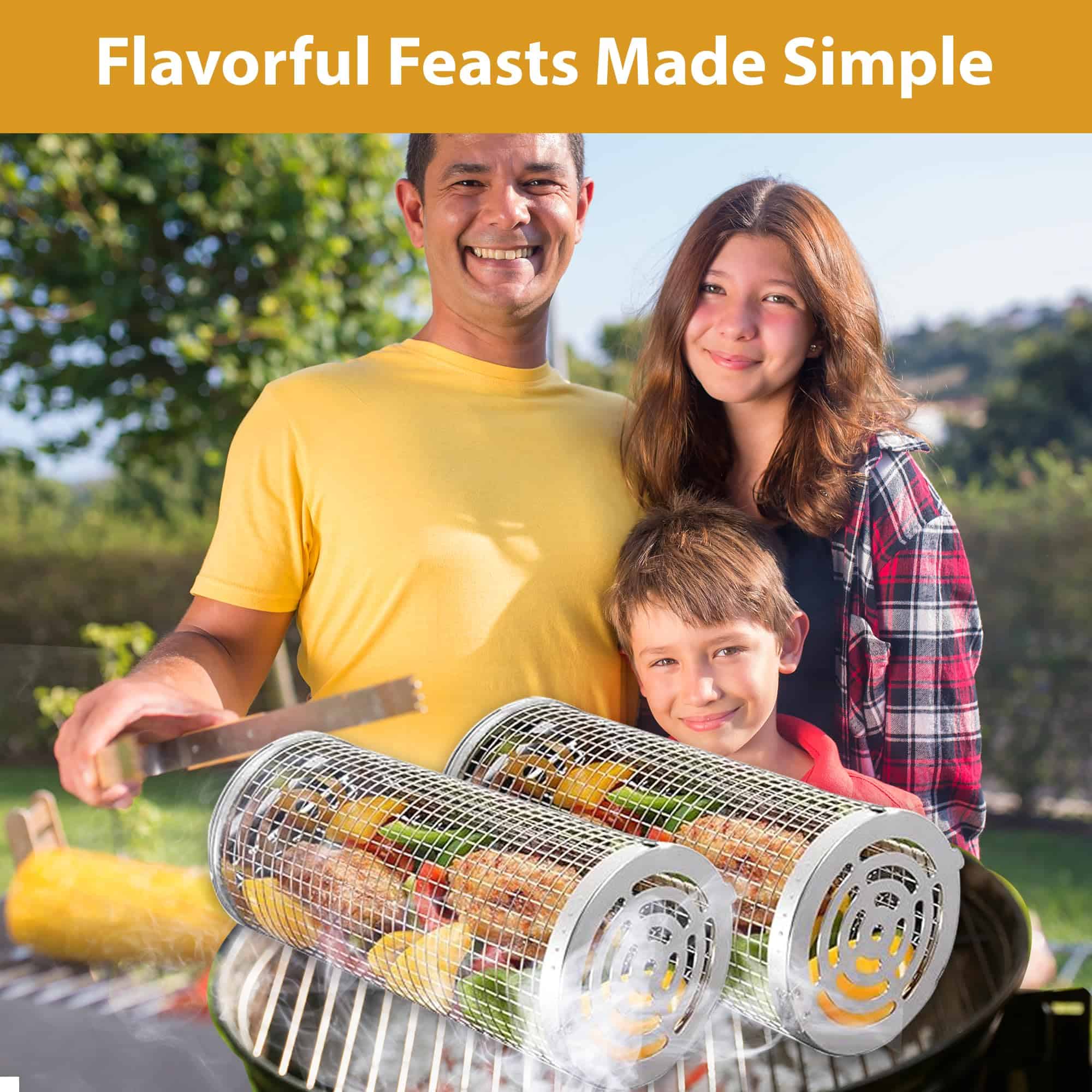 Juego de 2 Canastas de Parrilla Giratorias de Acero - Imagen 8