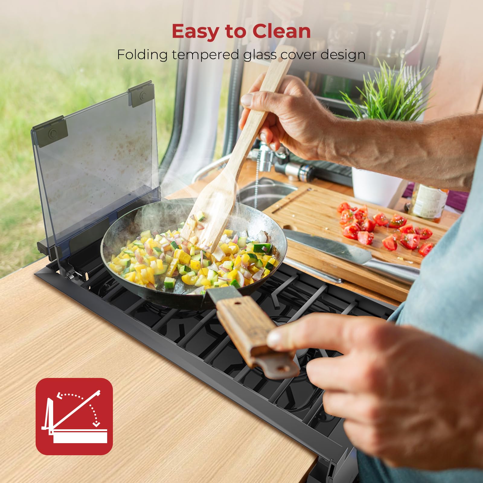 CAMPLUX Classic RV Cooktop 2 Burners Slide-in, Estufa de - Imagen 4