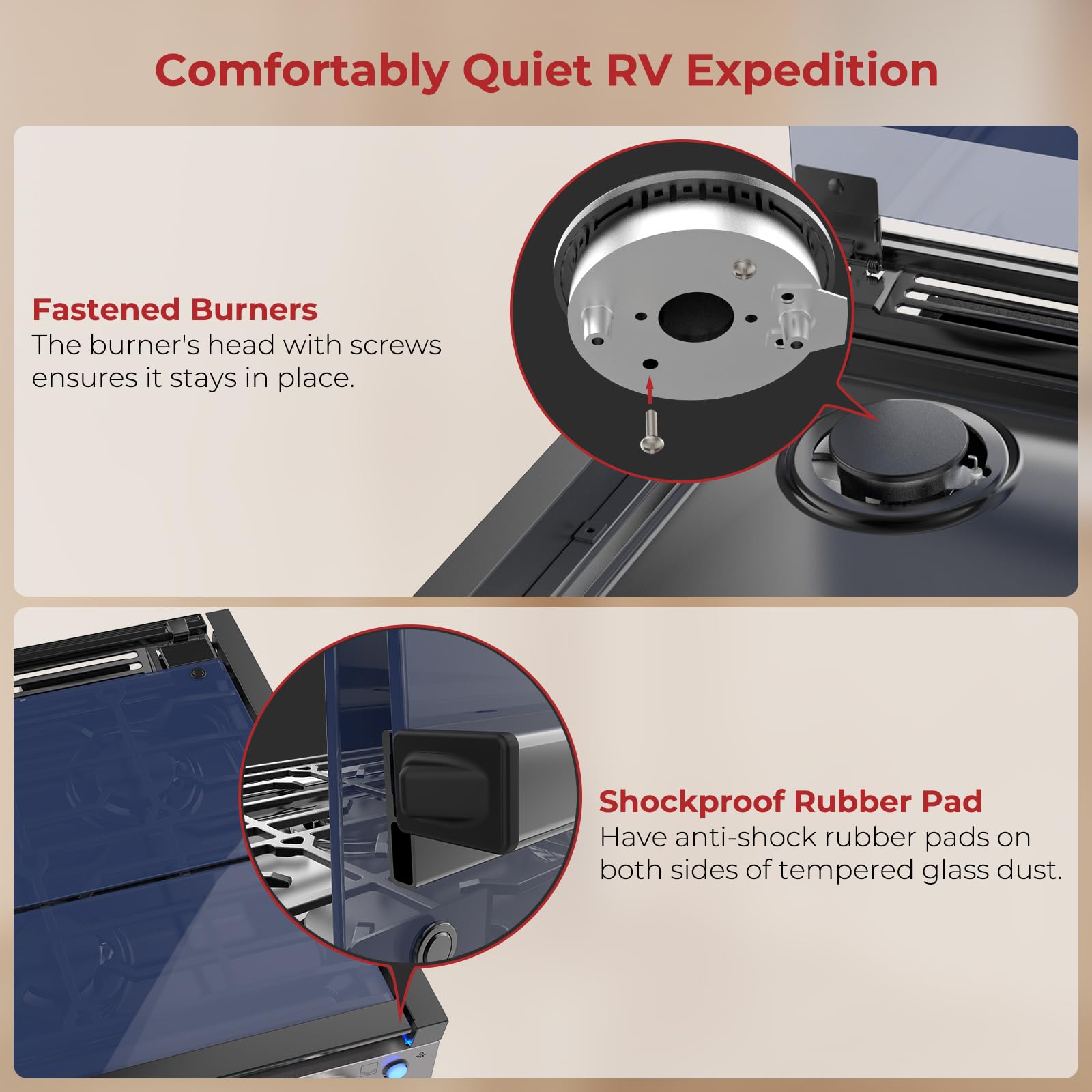 CAMPLUX Classic RV Cooktop 2 Burners Slide-in, Estufa de - Imagen 7