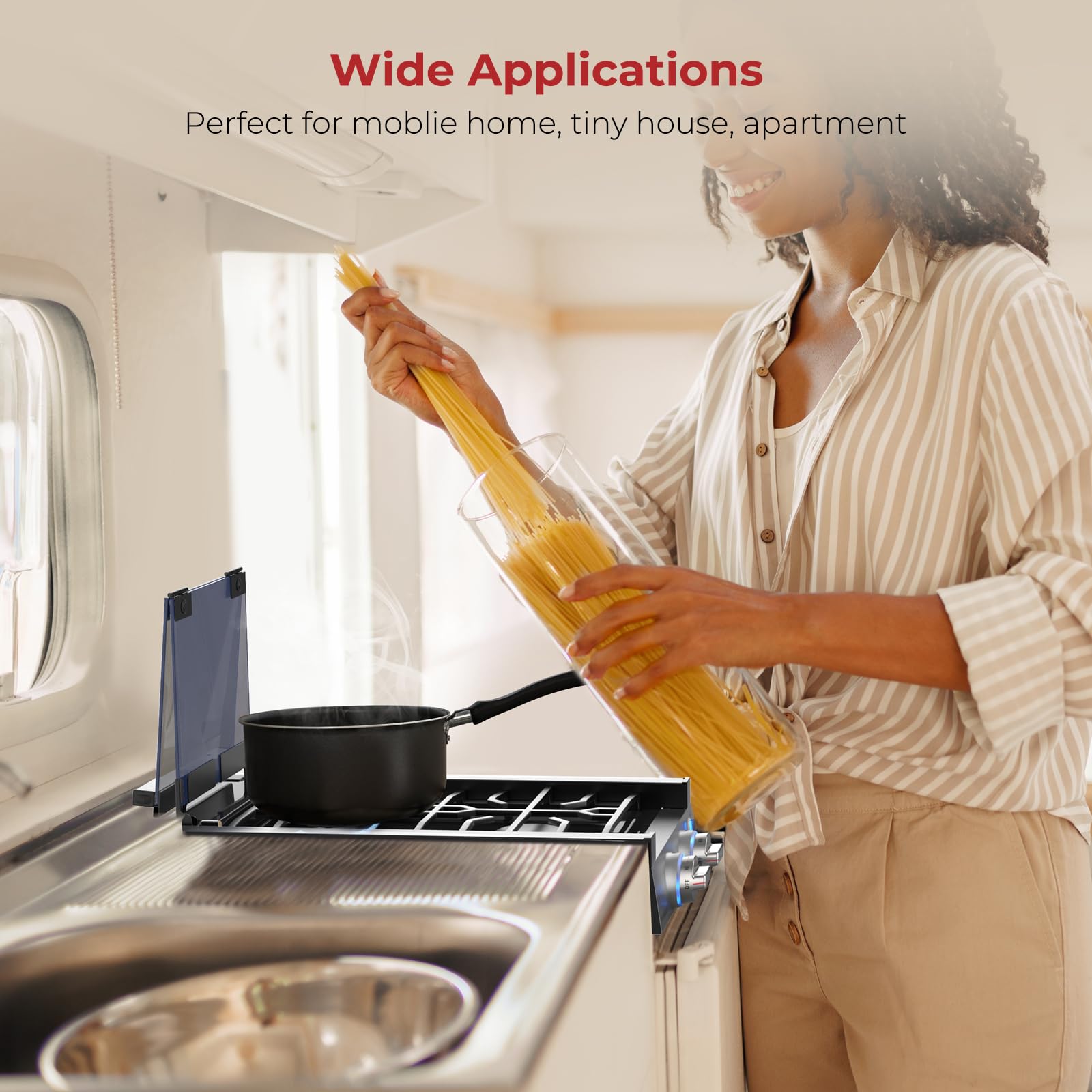 CAMPLUX Classic RV Cooktop 2 Burners Slide-in, Estufa de - Imagen 5