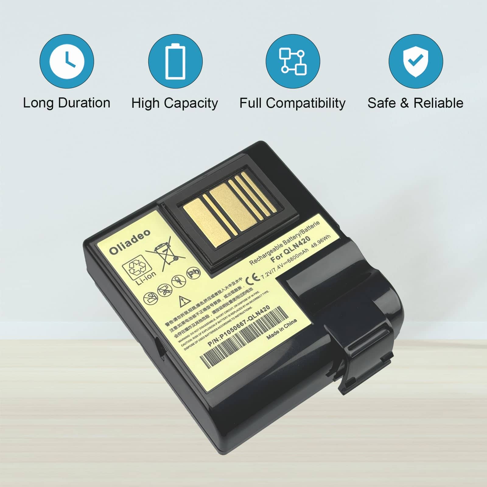 Batería de repuesto oliadeo QLN420 ZQ630 para Zebra: - Imagen 6