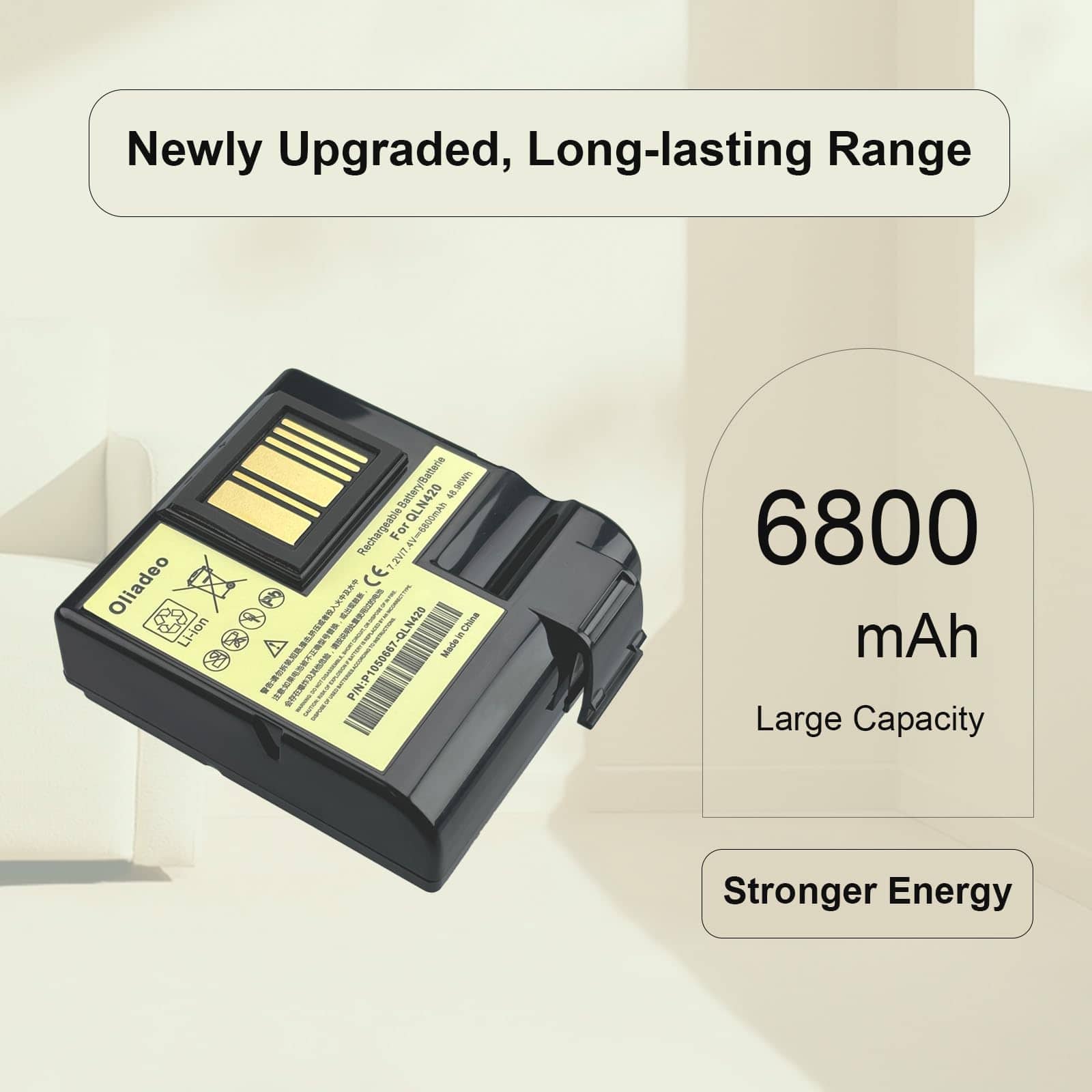 Batería de repuesto oliadeo QLN420 ZQ630 para Zebra: - Imagen 5