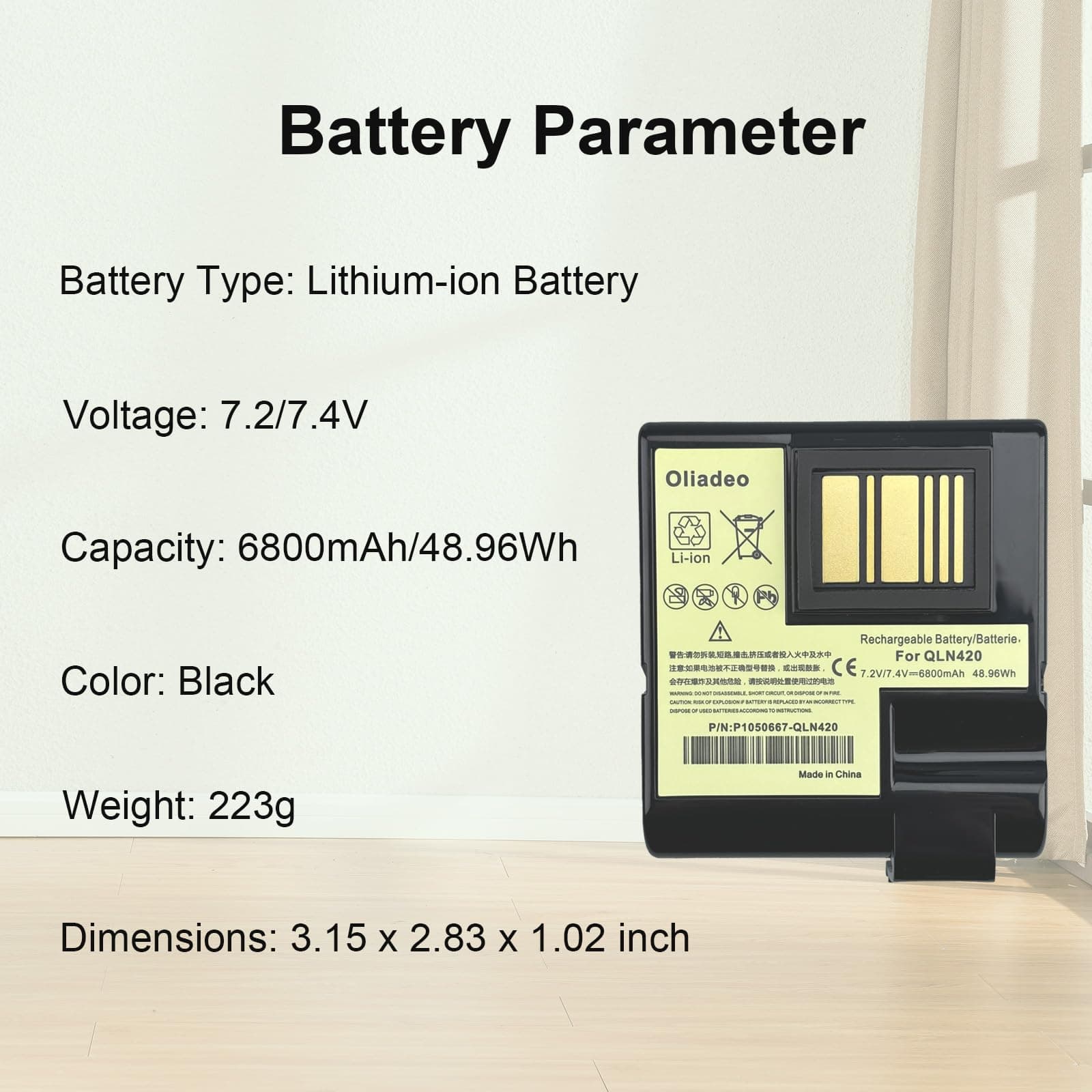 Batería de repuesto oliadeo QLN420 ZQ630 para Zebra: - Imagen 4