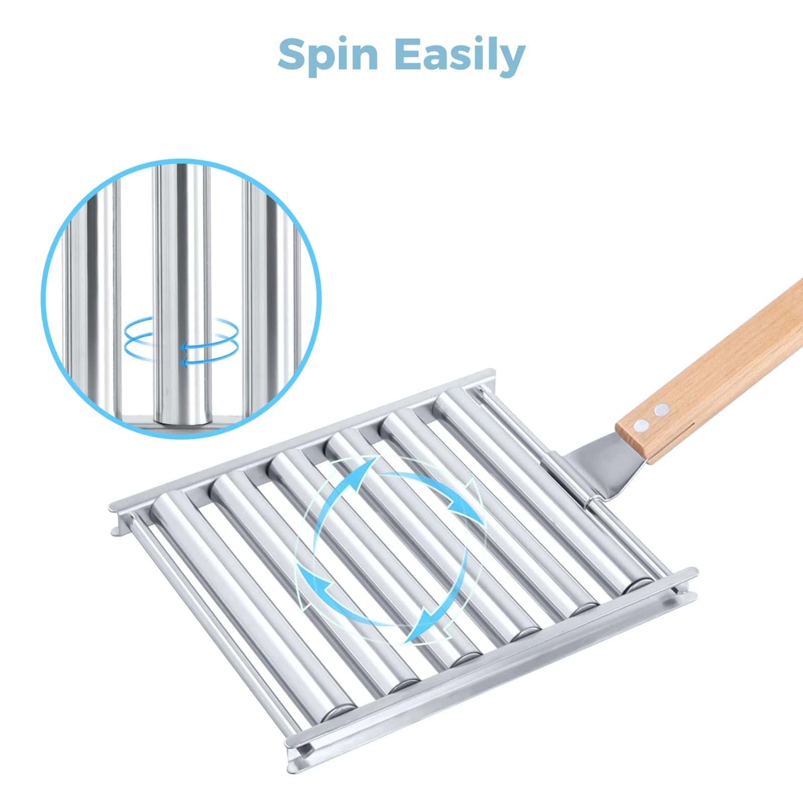 2Pcs Rodillo para Hot Dogs para Parrilla, Estante de Acero - Imagen 4