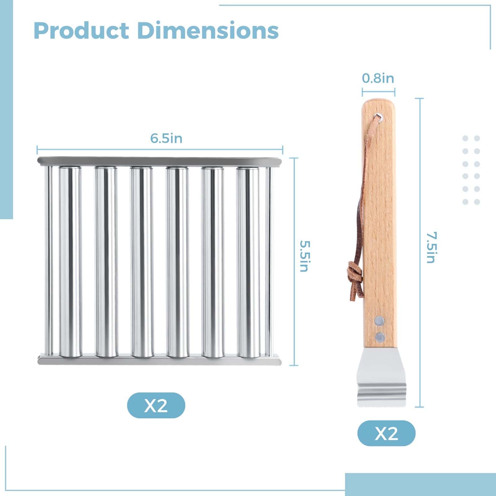 2Pcs Rodillo para Hot Dogs para Parrilla, Estante de Acero - Imagen 7