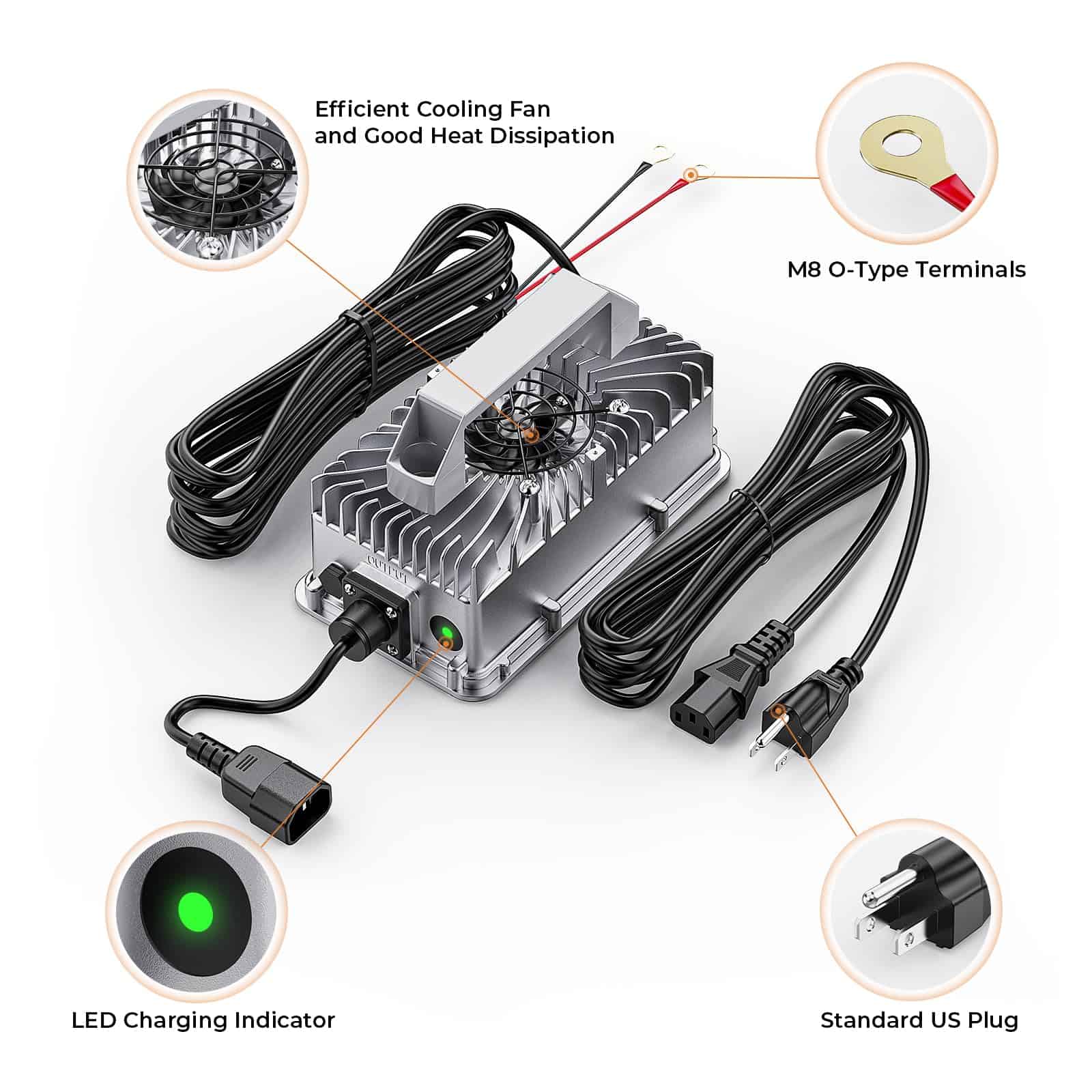 Cargador de batería LiFePO4 de 12V 30A, PowerUrus 14.6V - Imagen 9