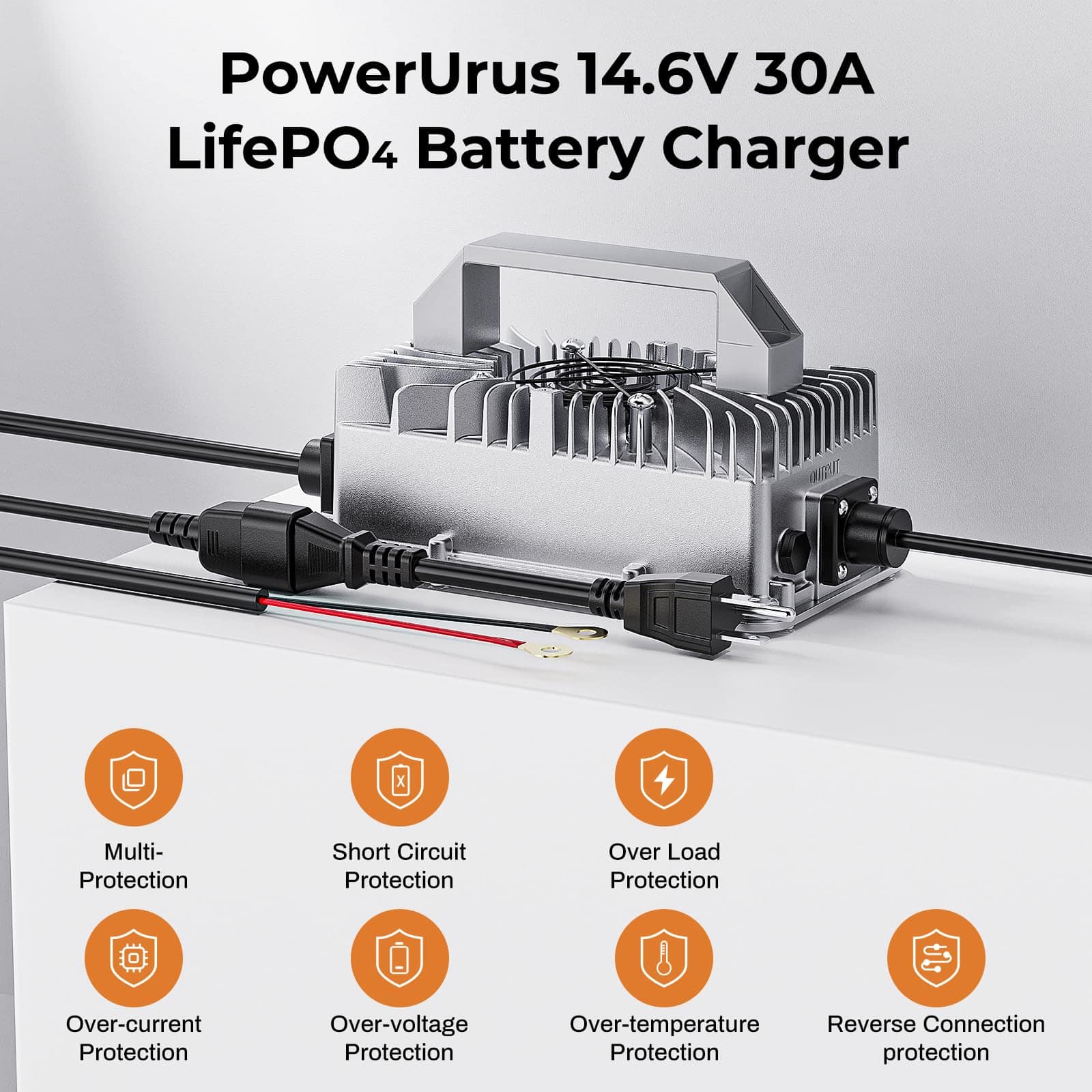 Cargador de batería LiFePO4 de 12V 30A, PowerUrus 14.6V - Imagen 3