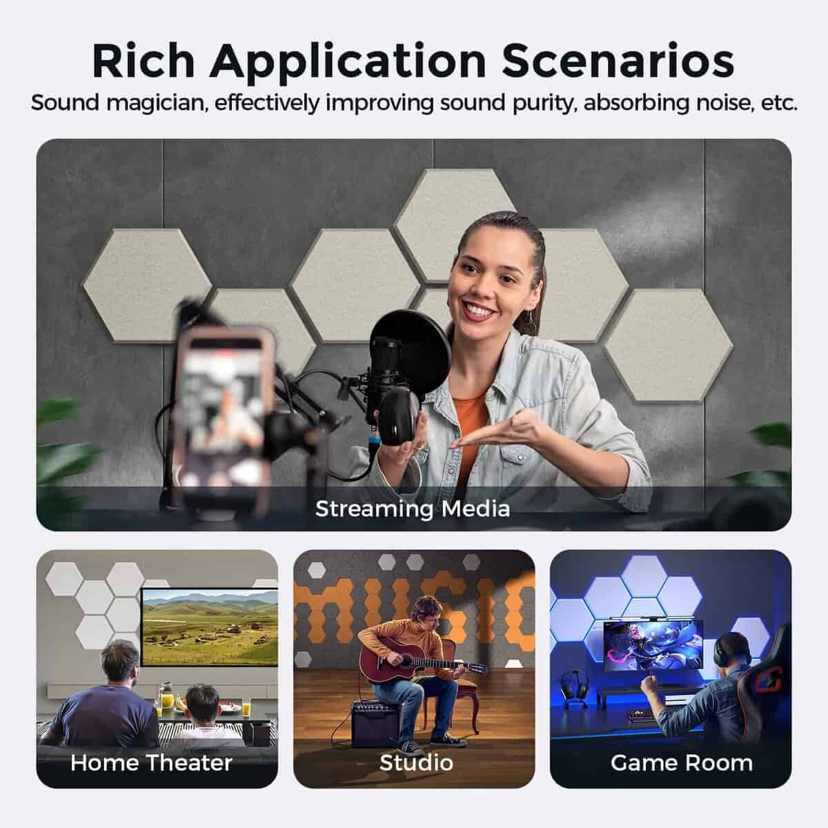 Paneles acústicos autoadhesivos Dexmoko -Beige - Imagen 7