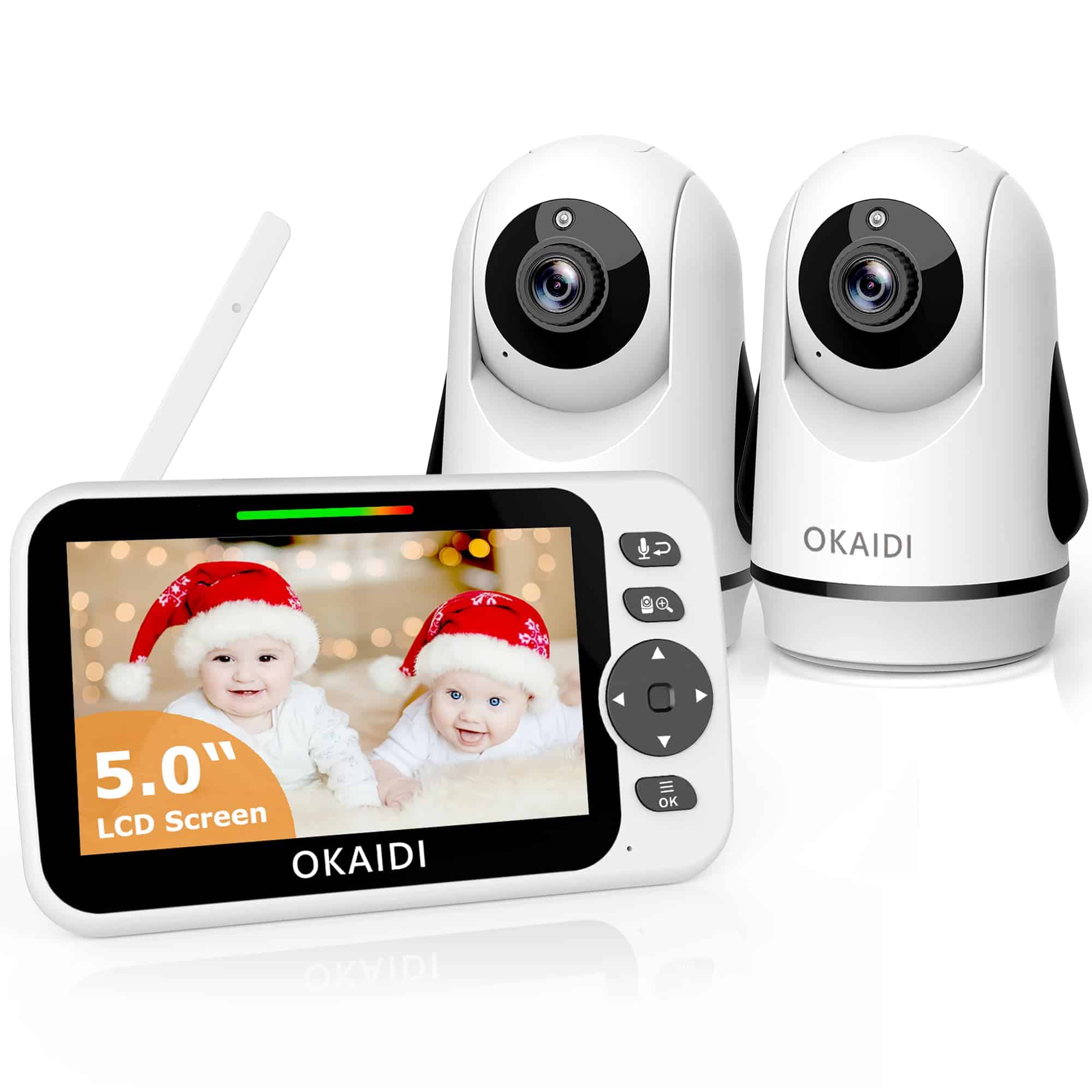 Monitor de Bebé OKAIDI con 2 Cámaras, Pantalla de 5",