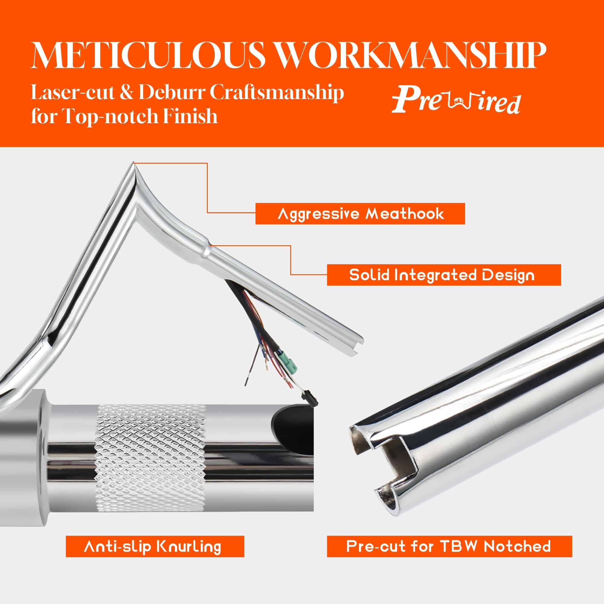 Puños de Manillar Elevados de 14" Pre-cableados para Harley - Imagen 7