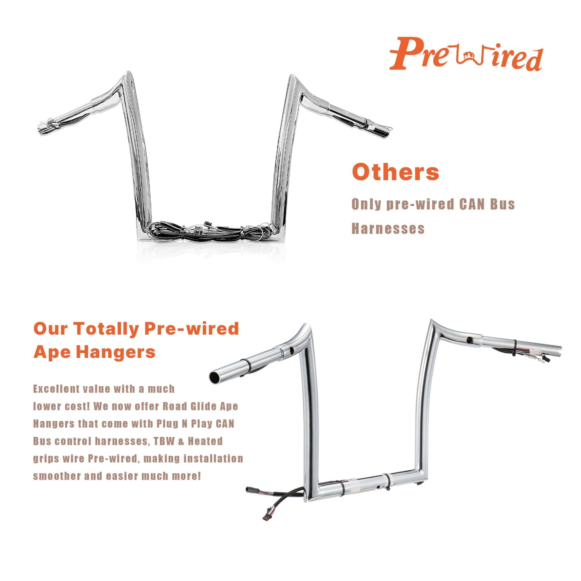 Manillares de Ape de 16" subidas pre-cableadas con cable de - Imagen 6