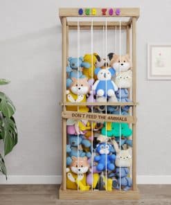 Organizador de almacenamiento de peluches de madera, diseño