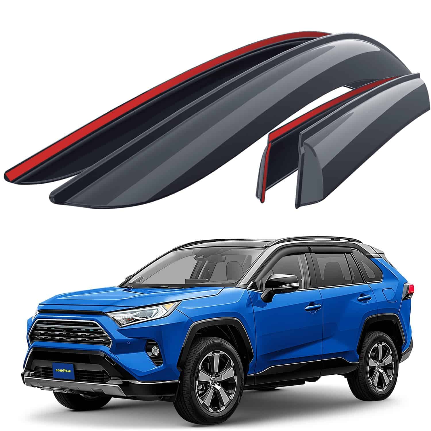 Deflectores de ventanas laterales irrompibles -Humo Premium