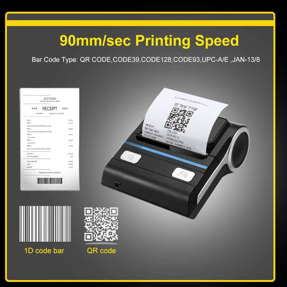 Impresora térmica portátil de recibos Bluetooth de 80 mm, - Imagen 7
