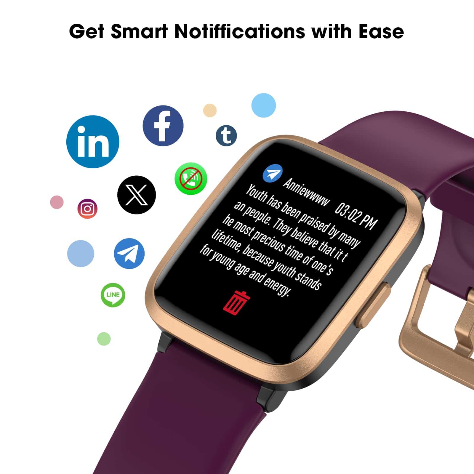 Reloj de seguimiento de fitness con -Morado - Imagen 5