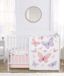 Set de Ropa de Cuna para Bebé Niña Mariposas Rosa y Morado