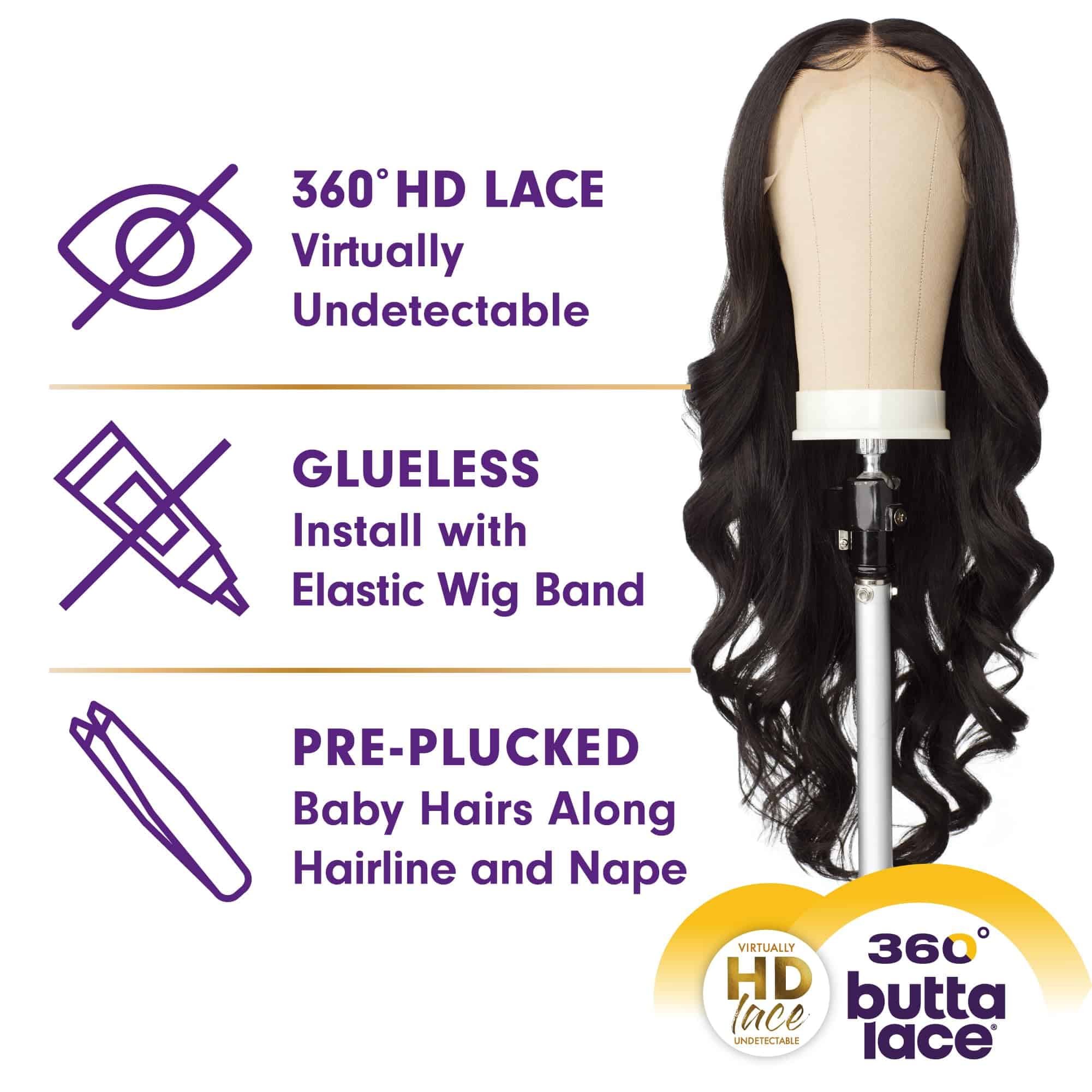 Pelucas de Encaje Butta 360 de Sensationnel - Unidad 3 con - Imagen 6