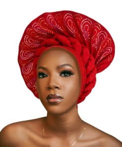 Fashion Asoke Gele Headties Nigerian para -Rojo