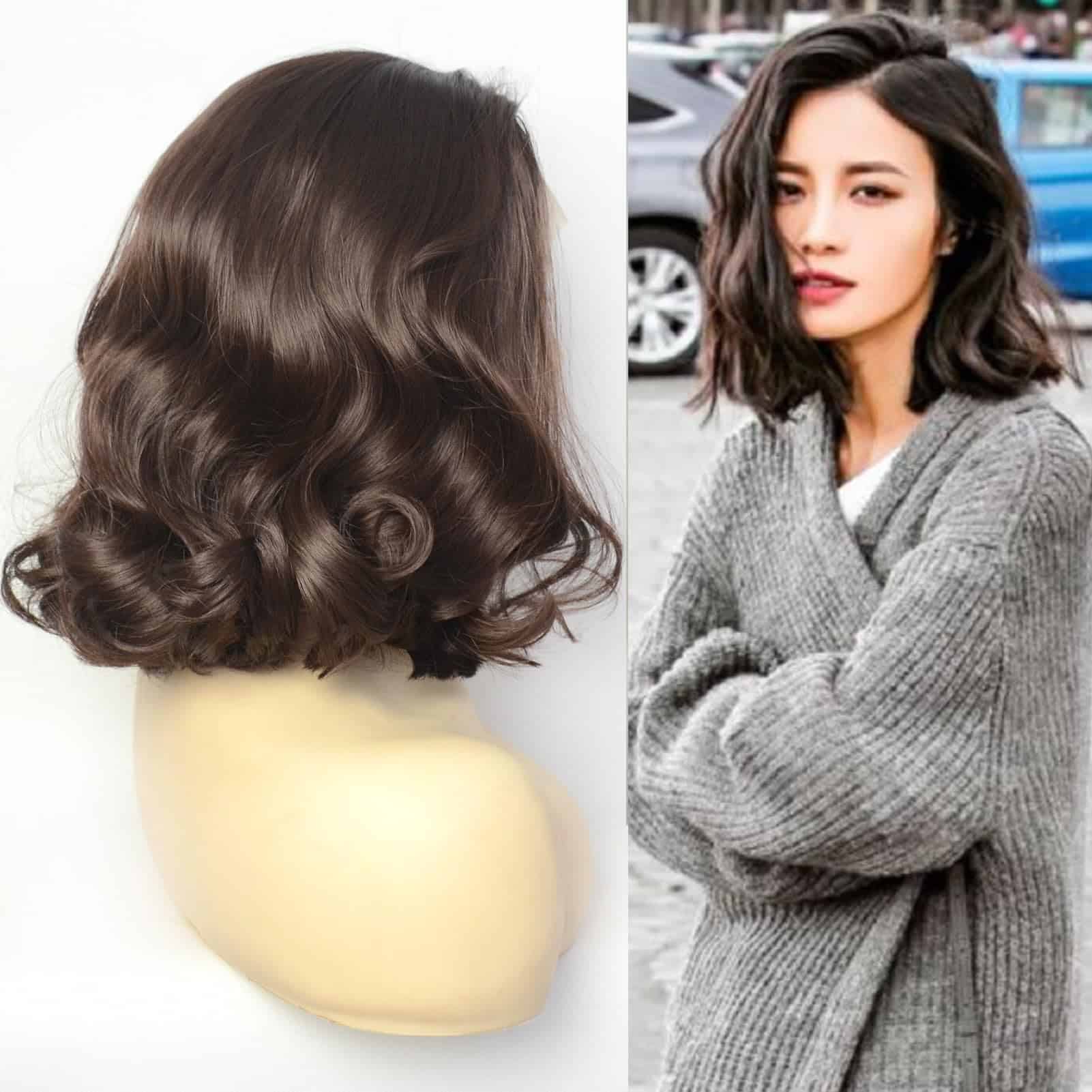 Pelucas delanteras de encaje BLUPLE de color marrón oscuro