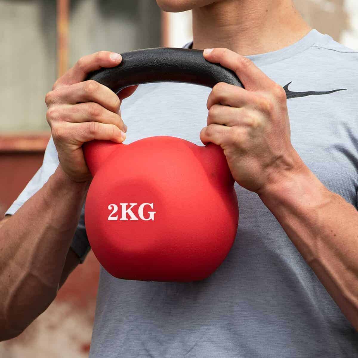 Kettlebell de Hierro Fundido Recubierto de Polvo con Fondo - Imagen 4
