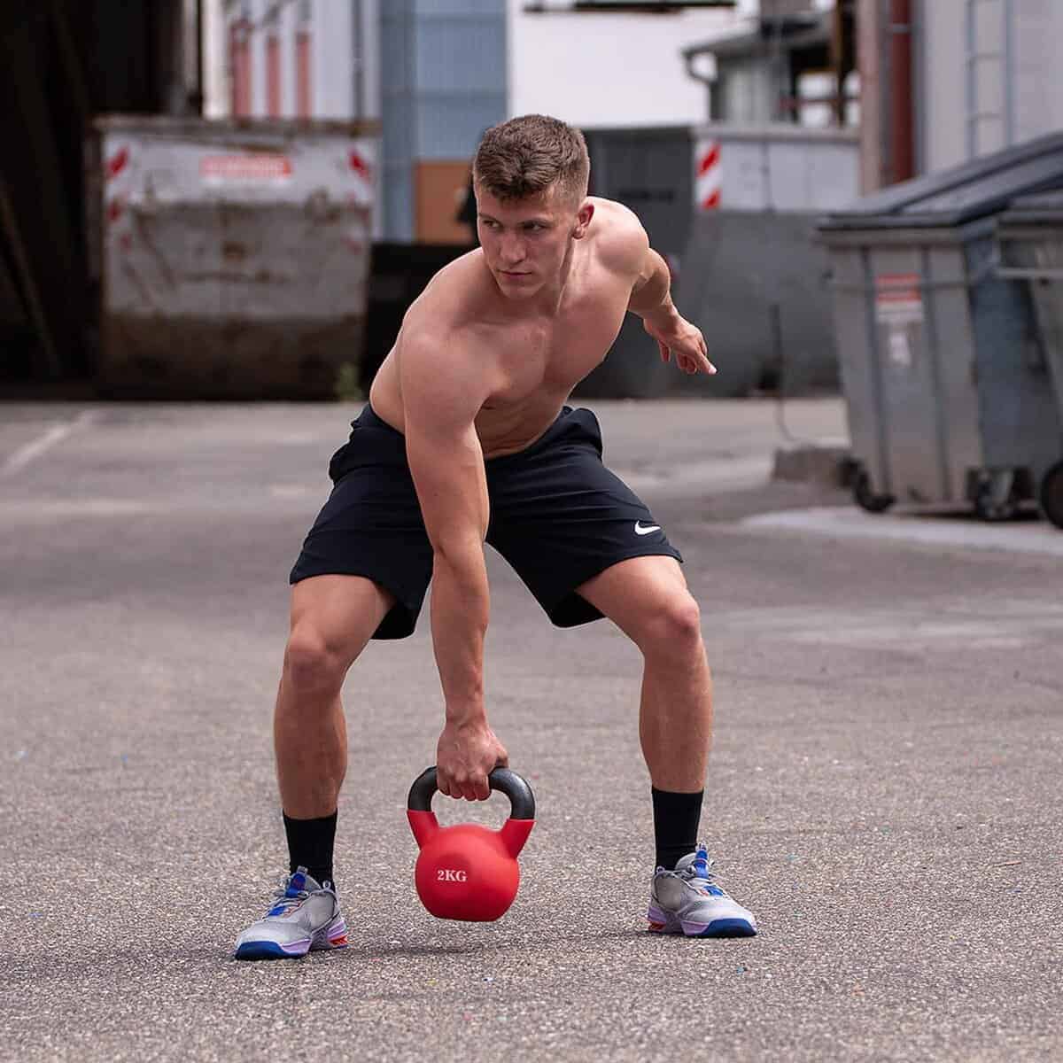 Kettlebell de Hierro Fundido Recubierto de Polvo con Fondo - Imagen 3