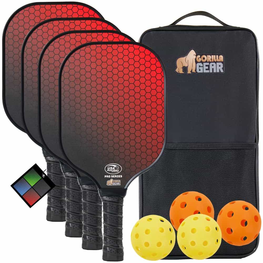 Set de 4 palas de pickleball Gorilla Gear -Rojo