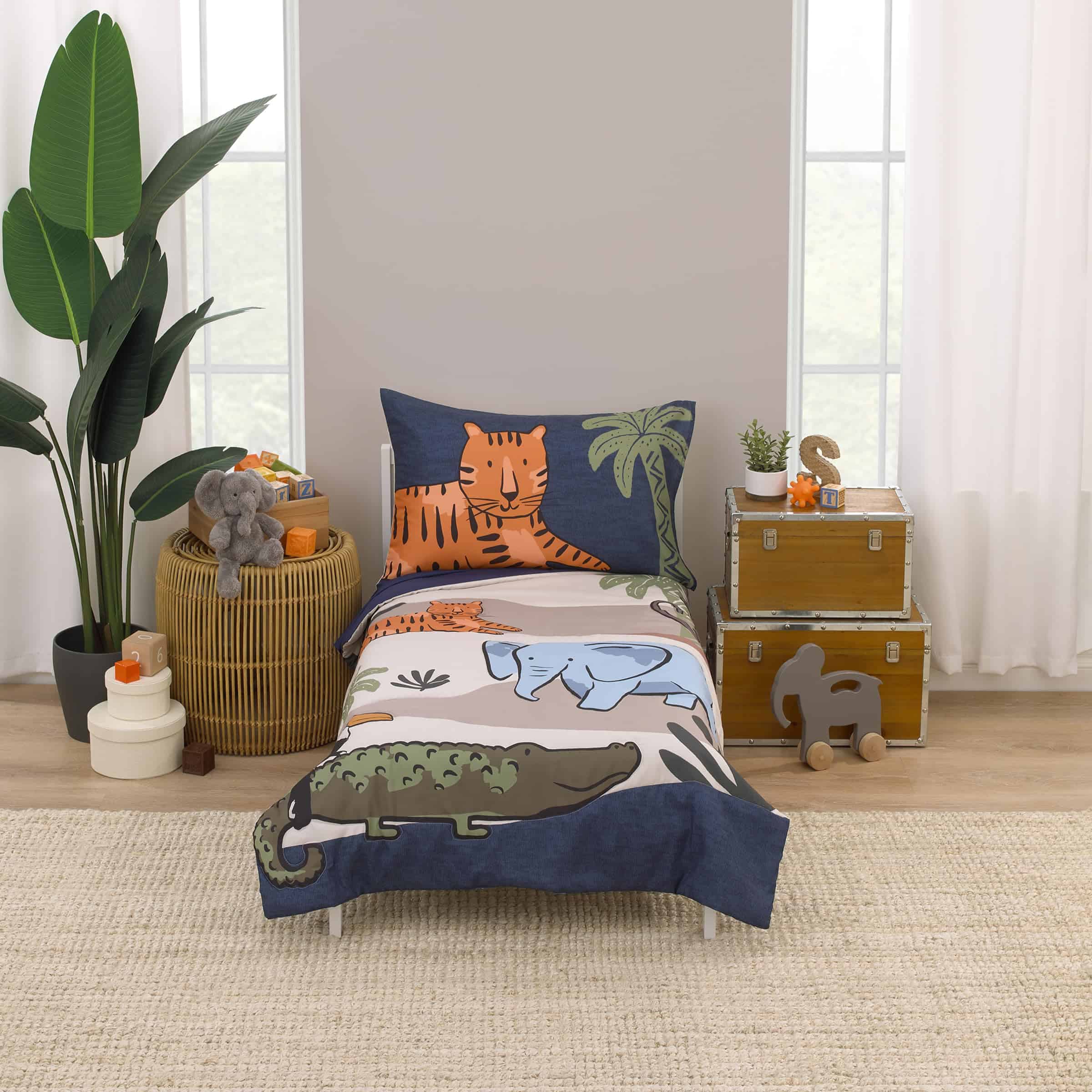 Set de Cama NoJo Carter's Jungle Navy, Tan, Azul y Naranja