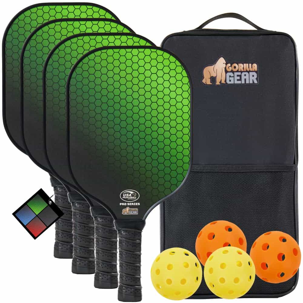 Set de 4 paletas de pickleball Gorilla Gear aprobado por la