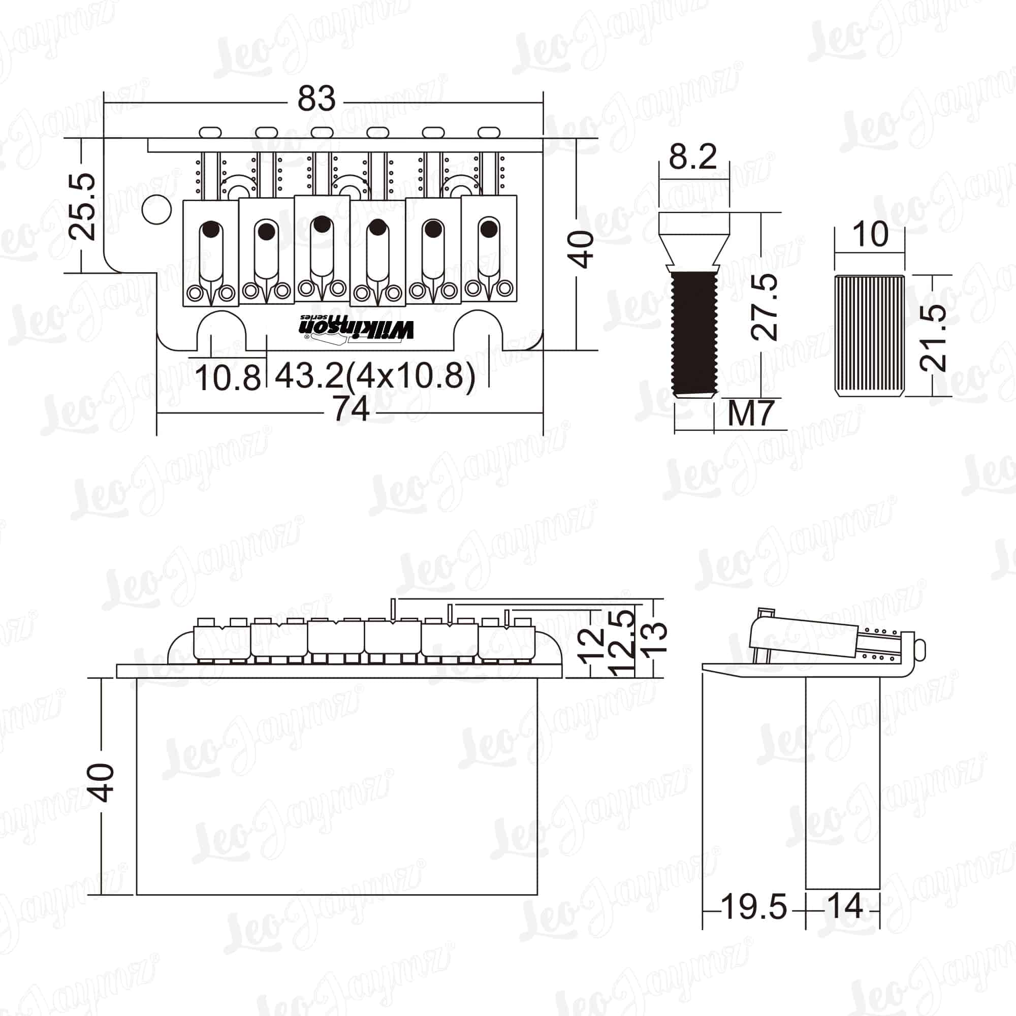 Wilkinson WOV06 Puente Tremolo de Guitarra Strat de 2-1/8 - Imagen 3