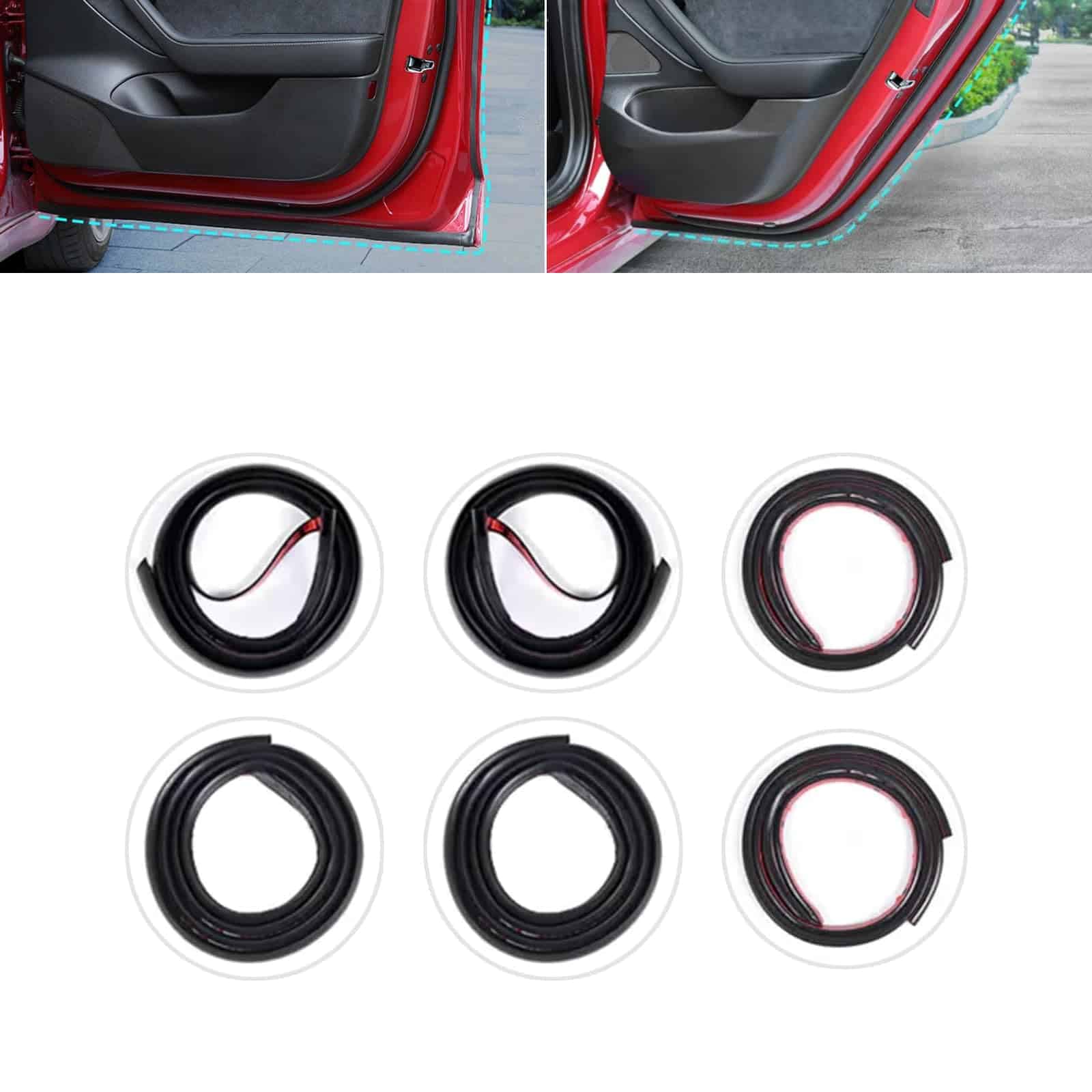 Kit de 6 Tiras de Sellado de Puertas de Coche a Prueba de