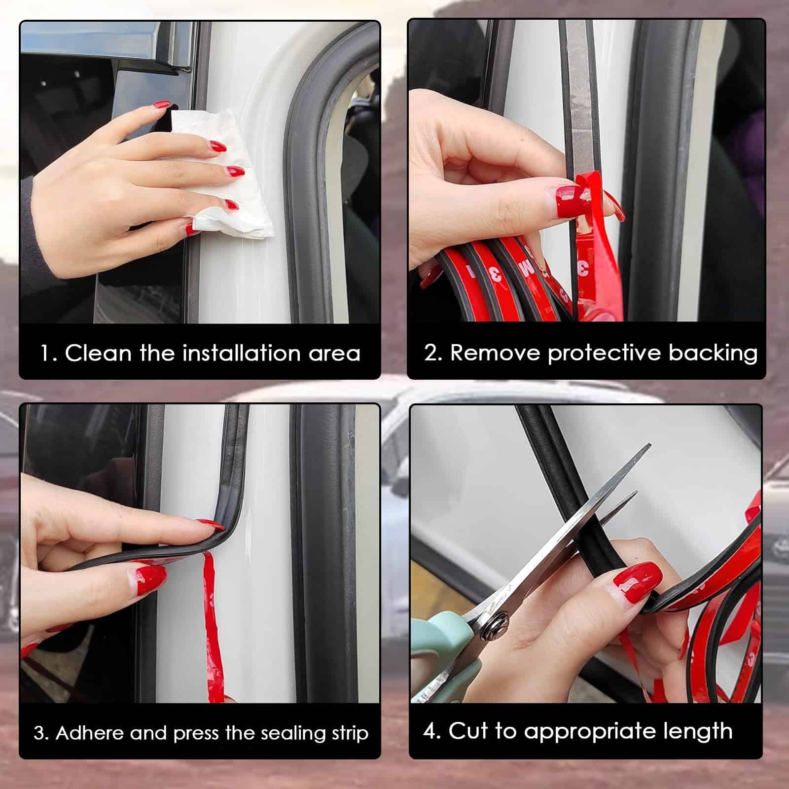 Kit de 6 Tiras de Sellado de Puertas de Coche a Prueba de - Imagen 7