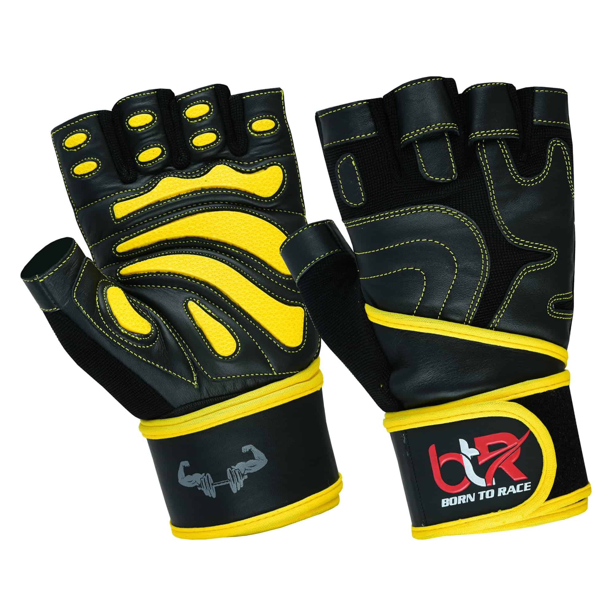 Guantes de Levantamiento de Pesas BTR BORN TO -Amarillo