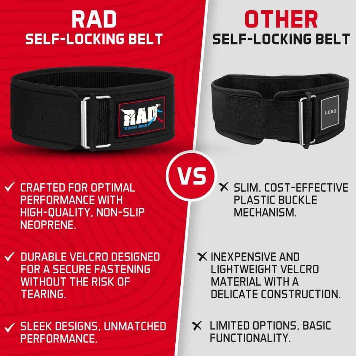 Cinturón de Levantamiento de Pesas Autobloqueante RAD - - Imagen 5