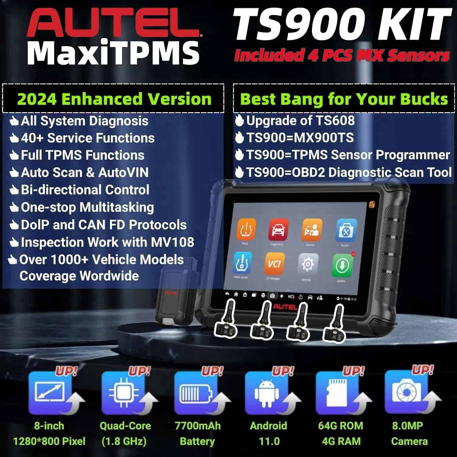 Autel MaxiTPMS TS900 Kit(4PCS MX Sensors Valued $120) Autel - Imagen 3