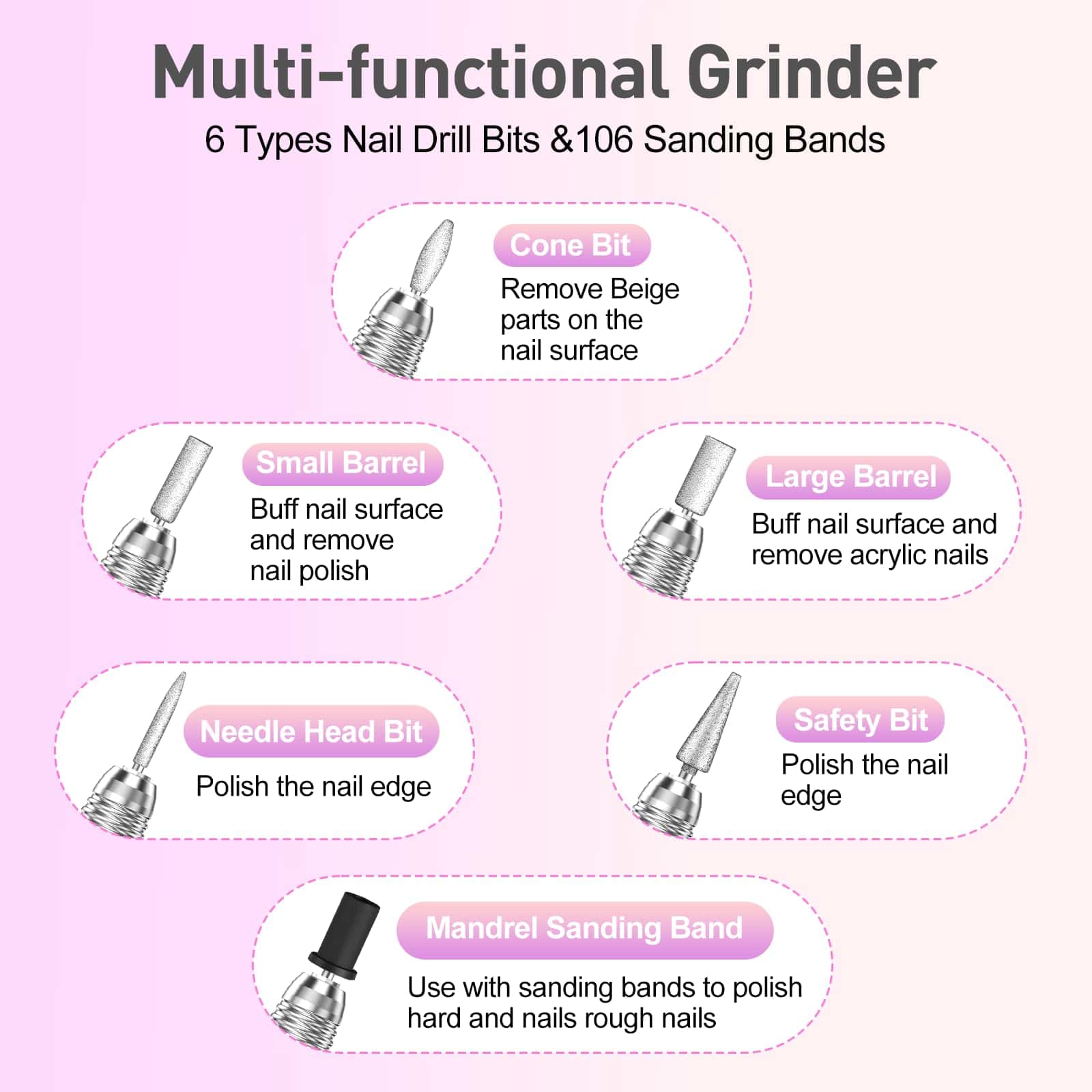 Taladro de Uñas Profesional JIASHENG, Taladro Eléctrico de - Imagen 6