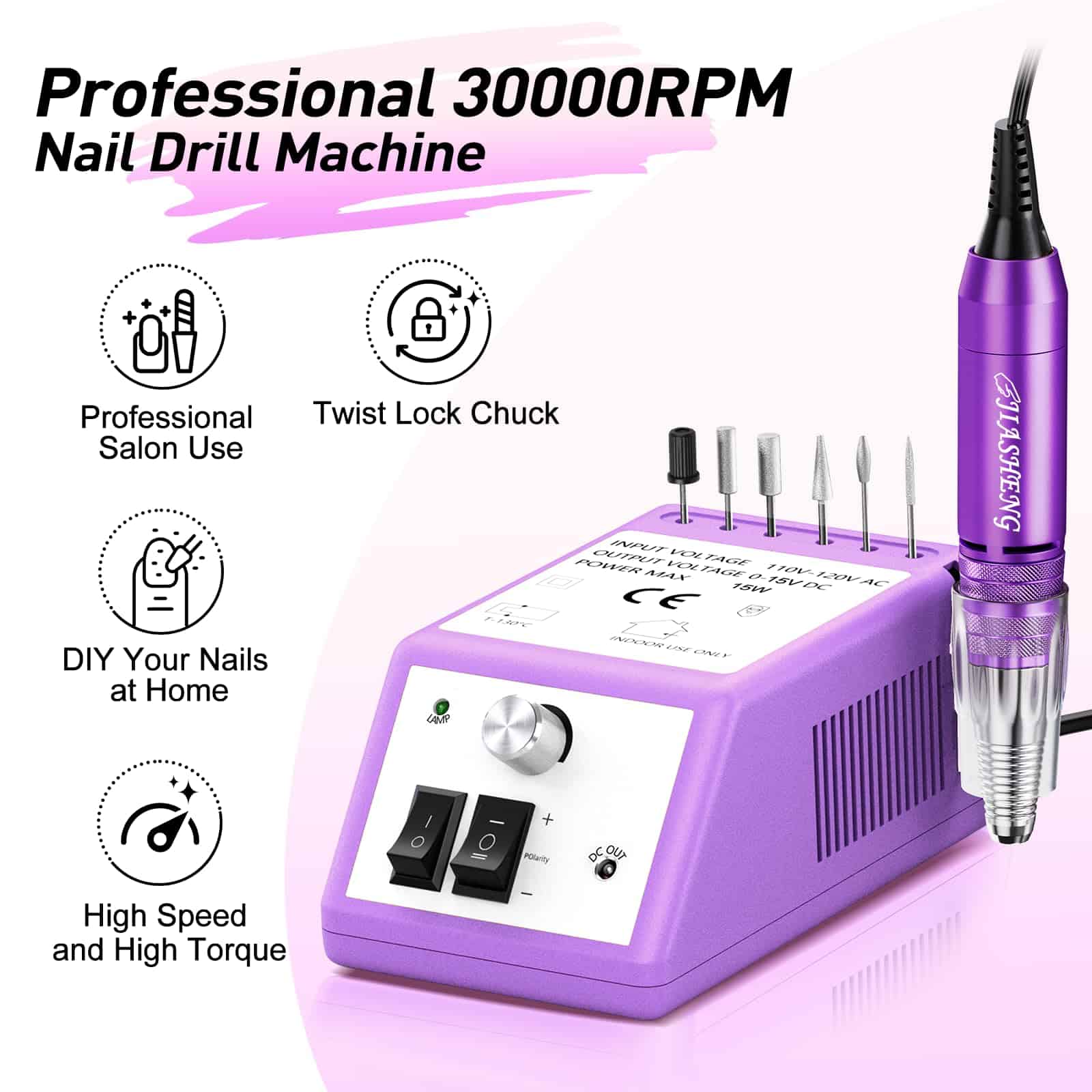 Taladro de Uñas Profesional JIASHENG, Taladro Eléctrico de - Imagen 8