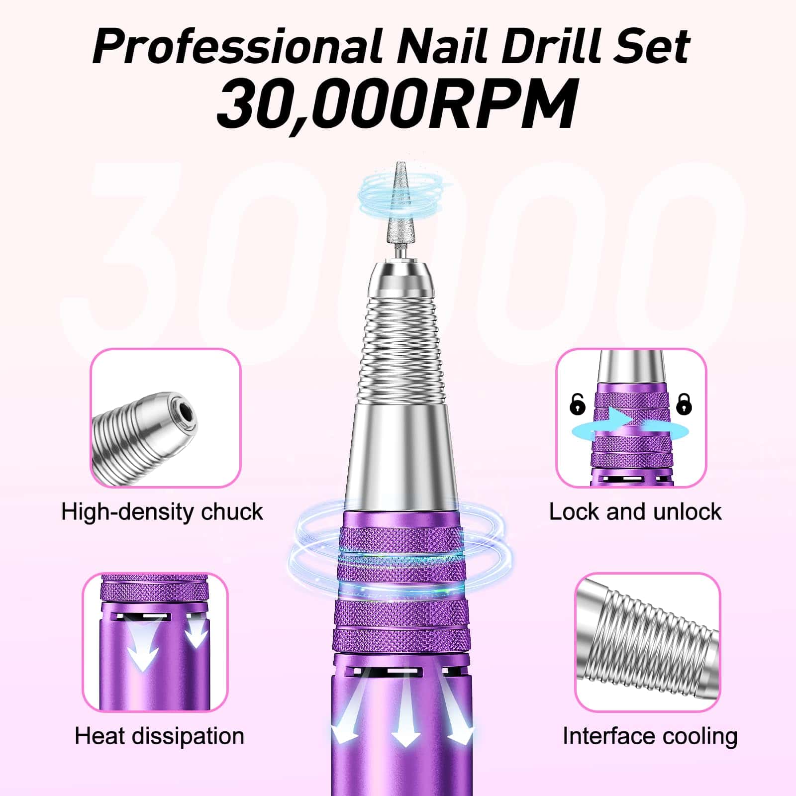 Taladro de Uñas Profesional JIASHENG, Taladro Eléctrico de - Imagen 7