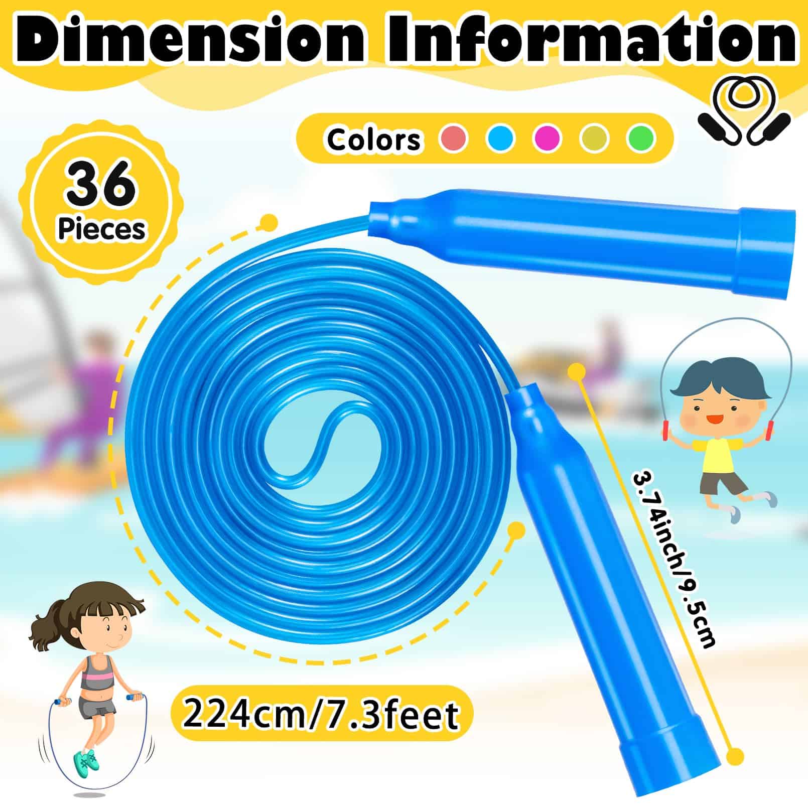 Dyrfolm 36 Pack Cordones de Saltar para Niños, 7.3 Pies - Imagen 3