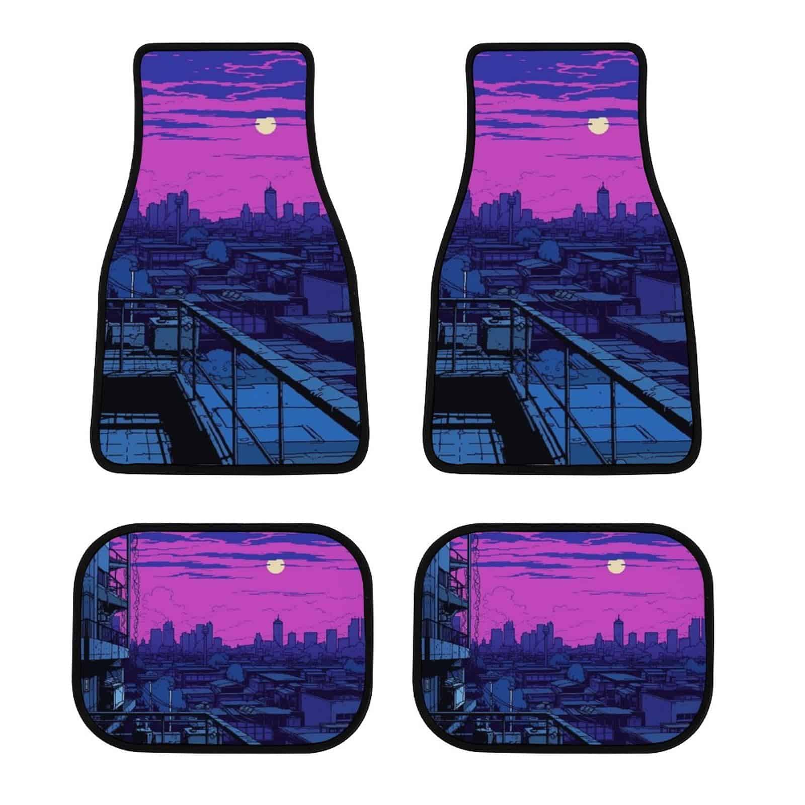 City Scene Anime Background2 Juego de 4 Tapetes de Piso