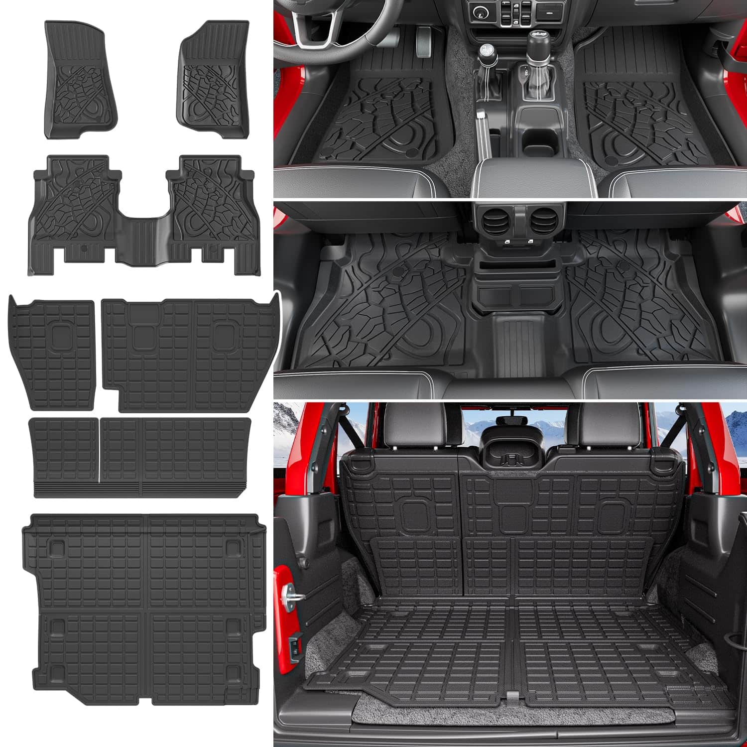 Tapete para Piso Compatible con 18-24 Jeep Wrangler JL