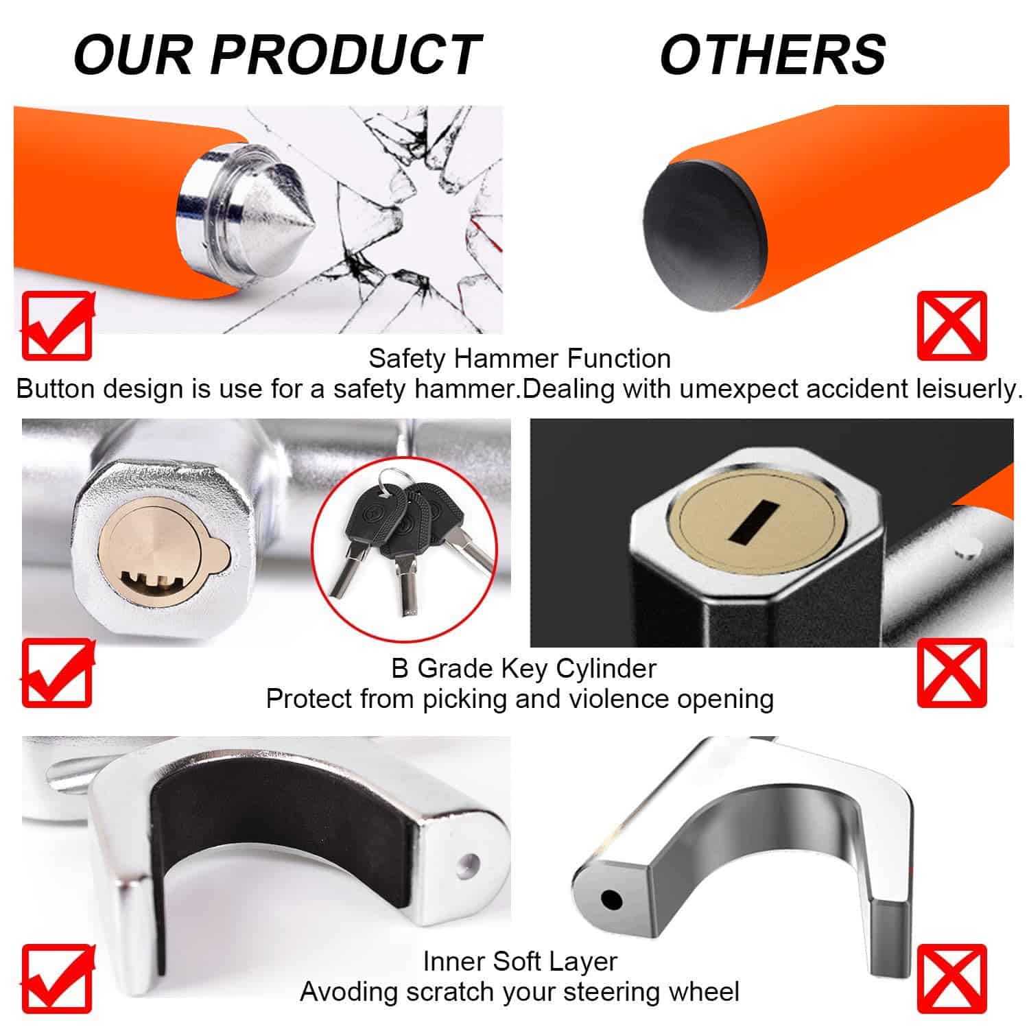 Bloqueo de volante Tevlaphee - Dispositivo antirrobo para - Imagen 4