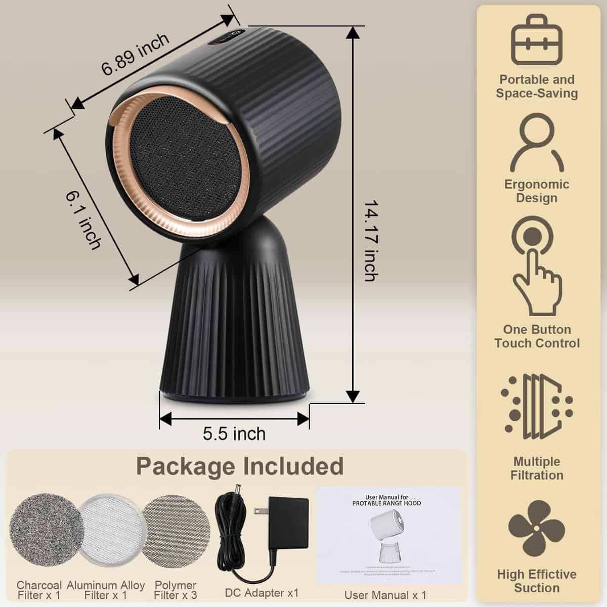 Campana extractora portátil Zomagas, Campana de escritorio - Imagen 8