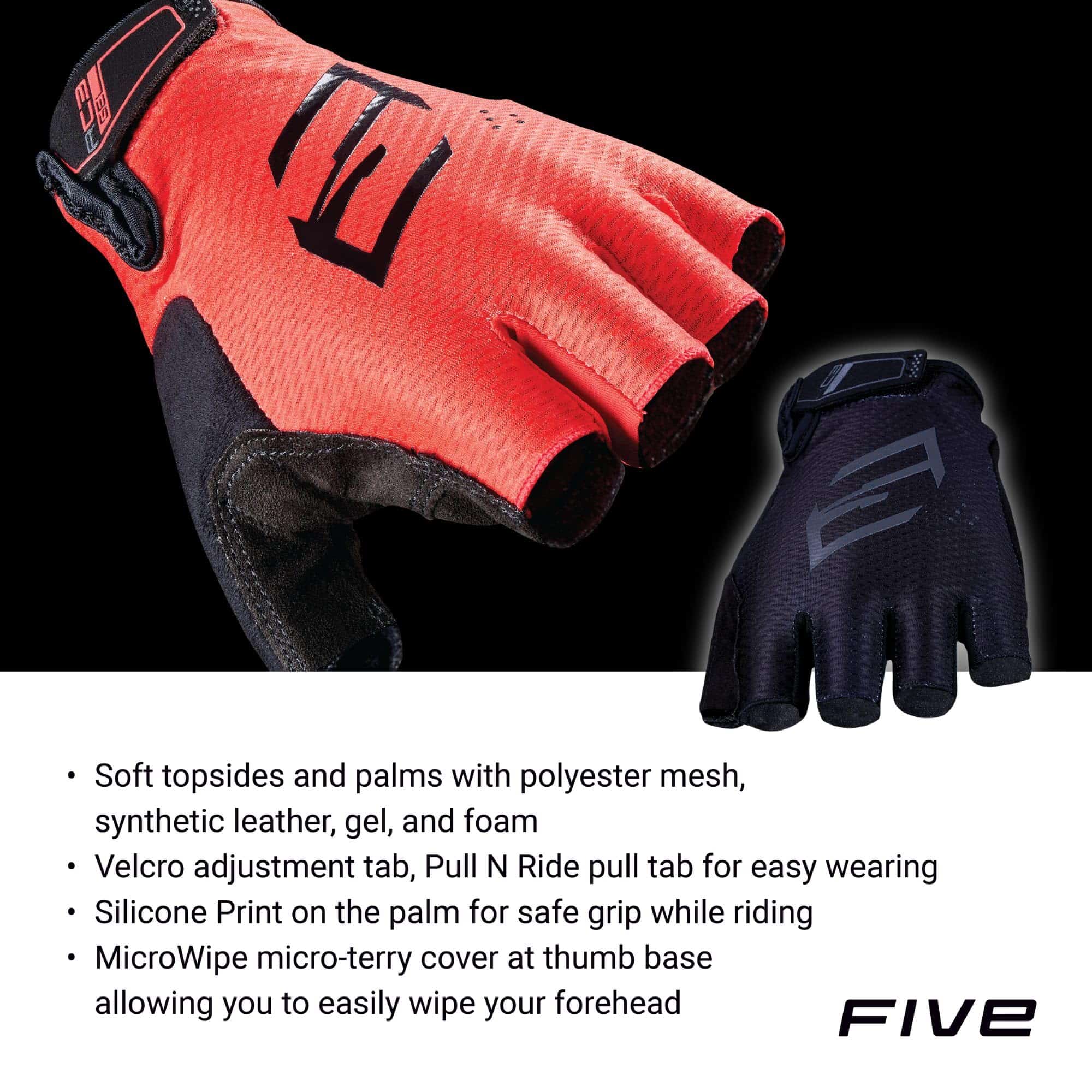 Guantes de ciclismo FIVE GLOVES RC3 Gel, -Negro - Imagen 4