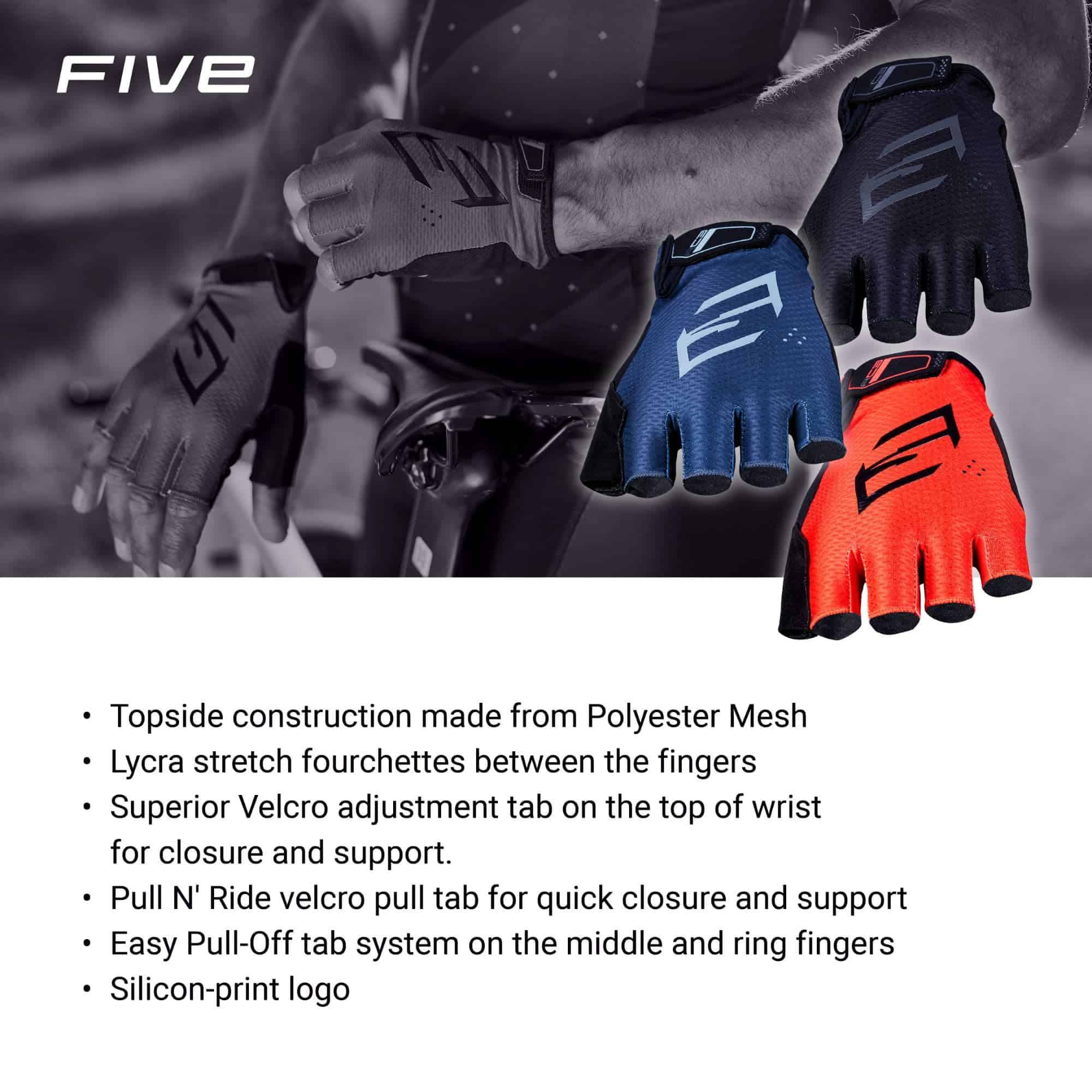 Guantes de ciclismo FIVE GLOVES RC3 Gel, -Negro - Imagen 5