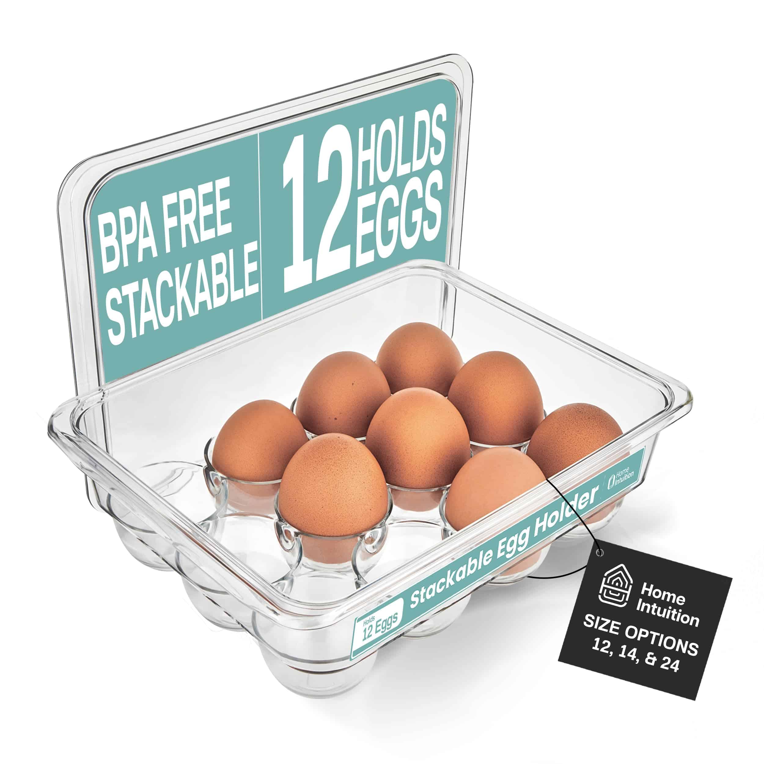 Organizador de huevos apilable transparente de plástico