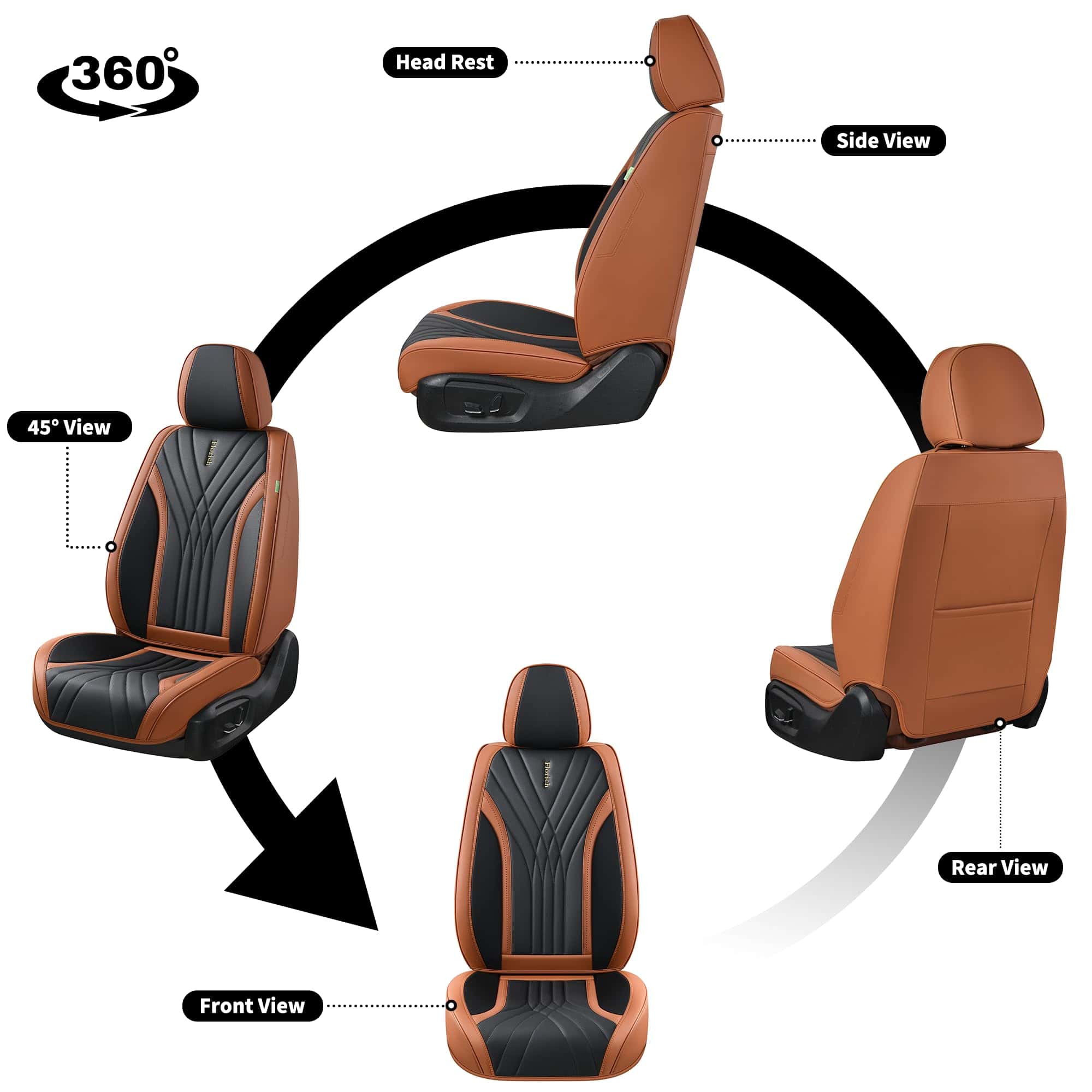 Fundas de asiento de cuero FLORICH, juego -Marrón - Imagen 7