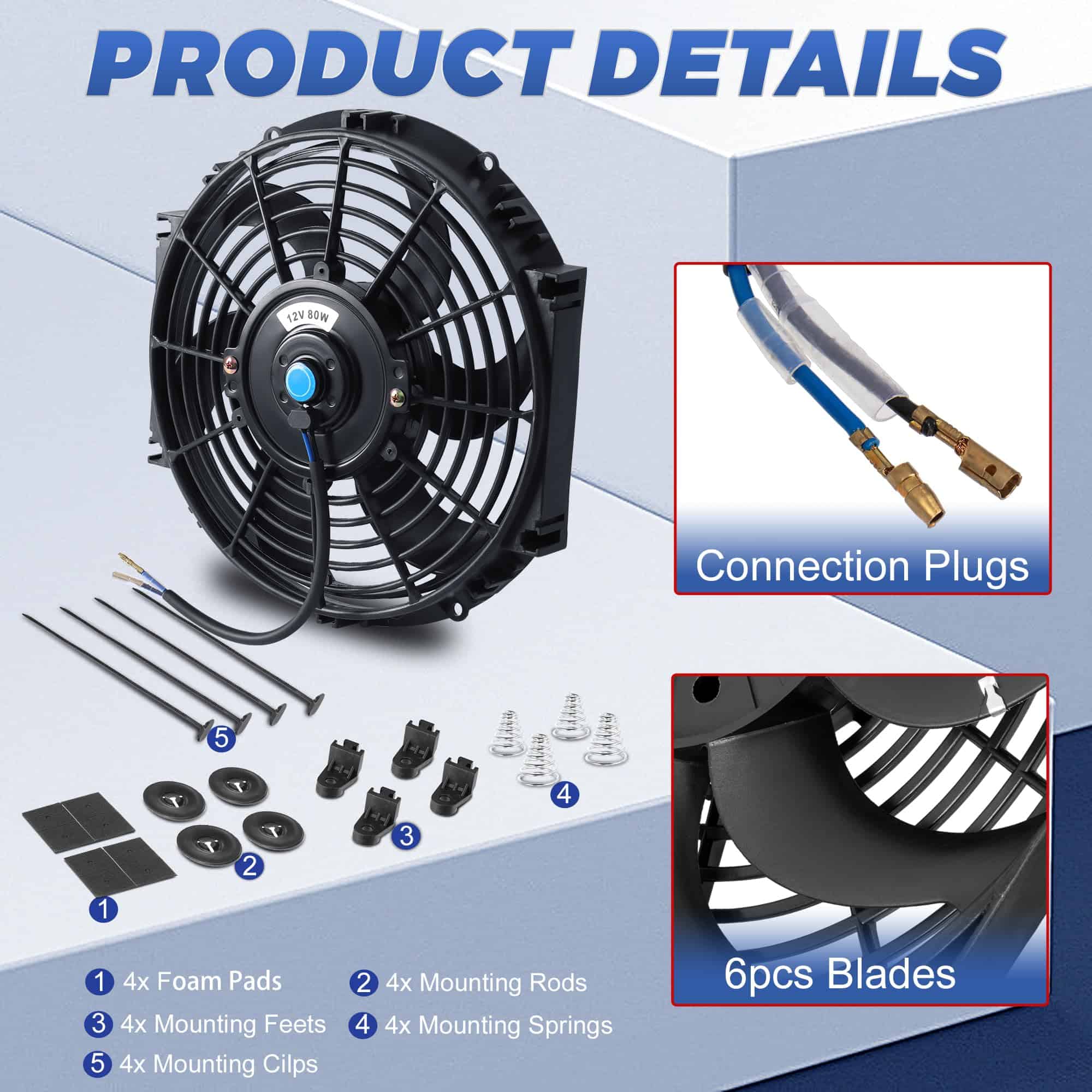 Ventilador Eléctrico Delgado Universal para Radiador de 10 - Imagen 4