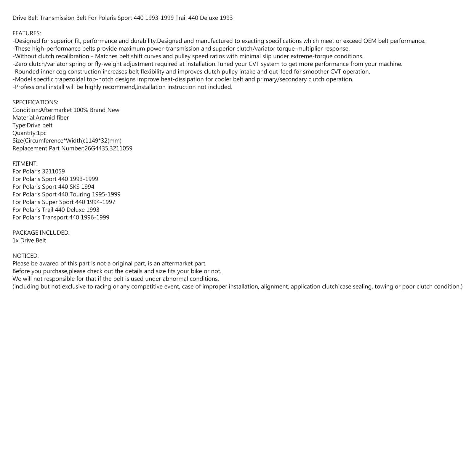 Correa de transmisión Maoyubelt 3211059 para Polaris Sport - Imagen 6