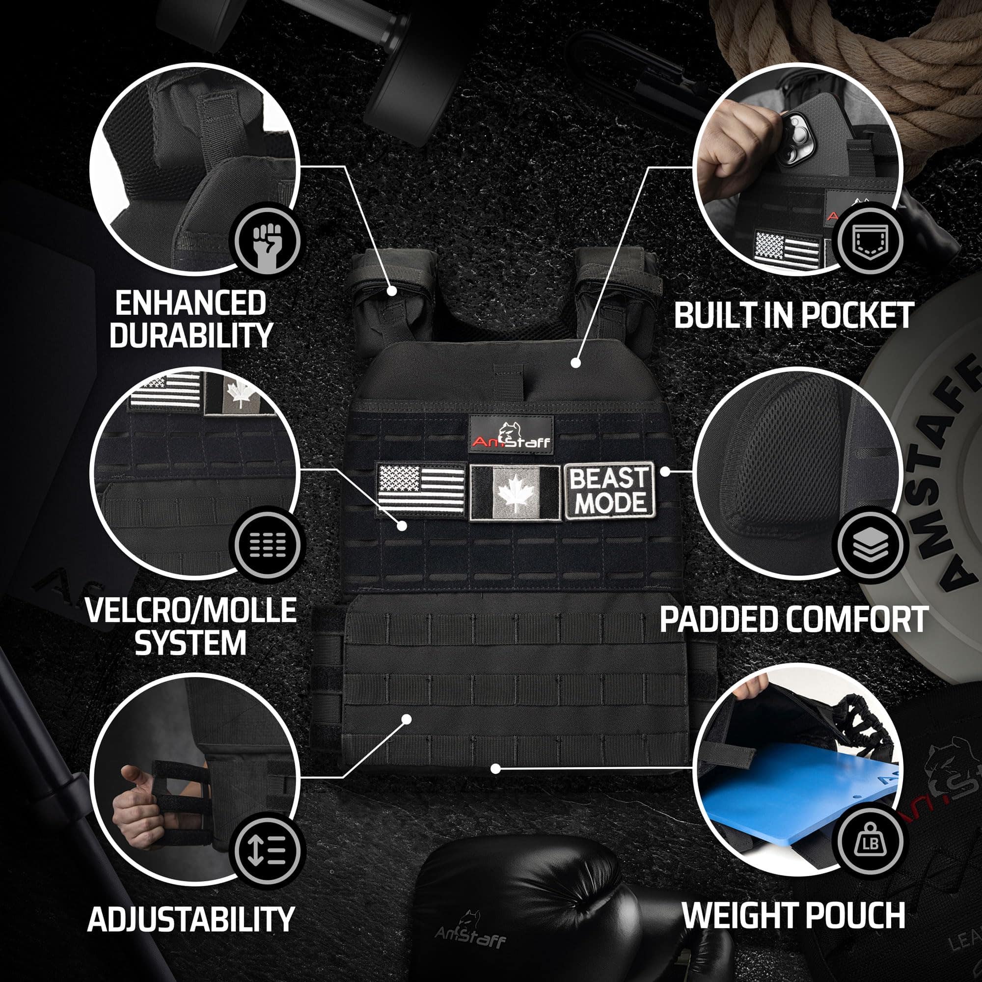 Chaleco de Peso Amstaff - Chalecos Ajustables para Hombres - Imagen 8